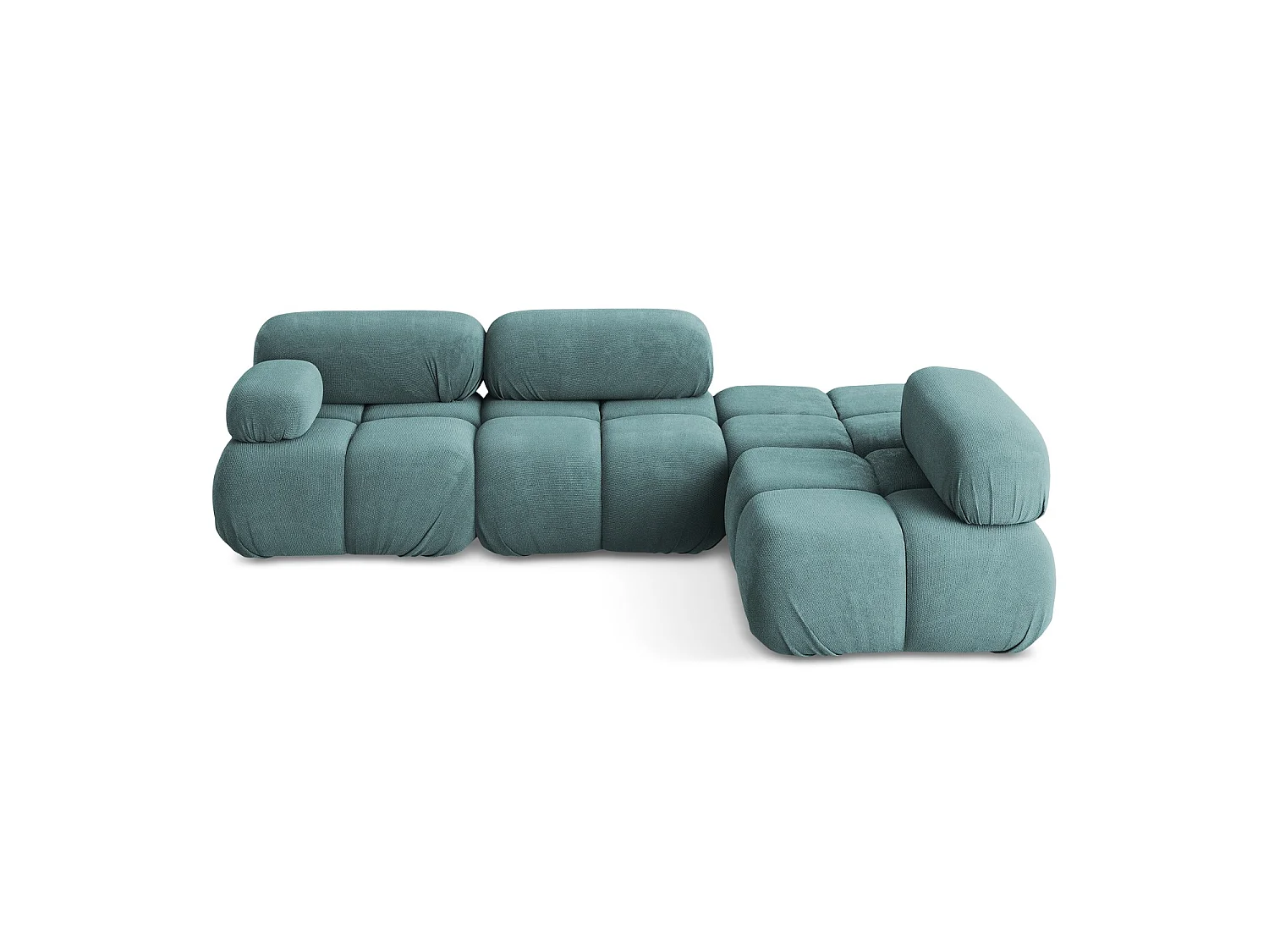 Canapé d'angle 3 places modulaire droit en tissu chenille - jeans - SANREMO