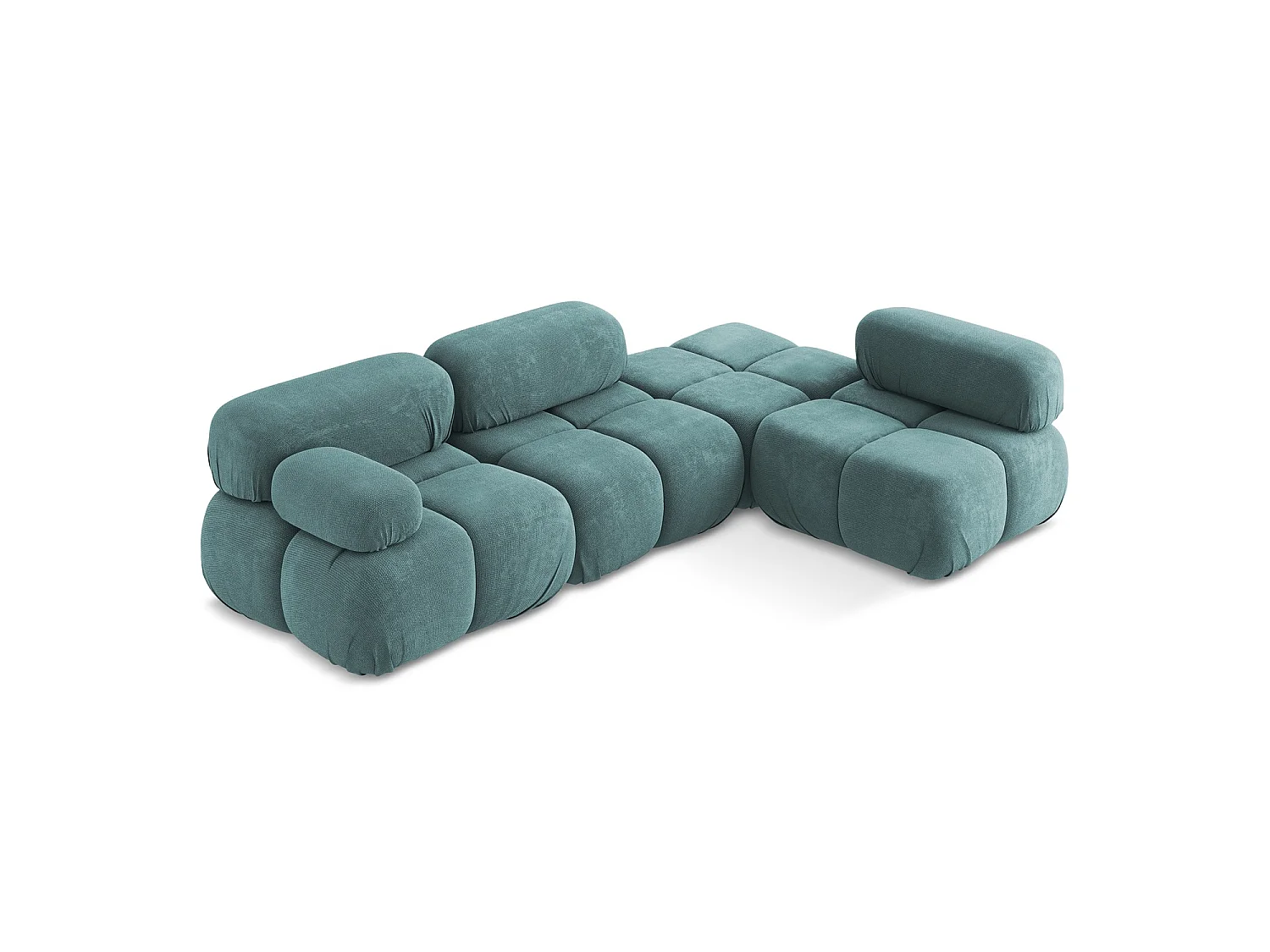 Canapé d'angle 3 places modulaire droit en tissu chenille - jeans - SANREMO