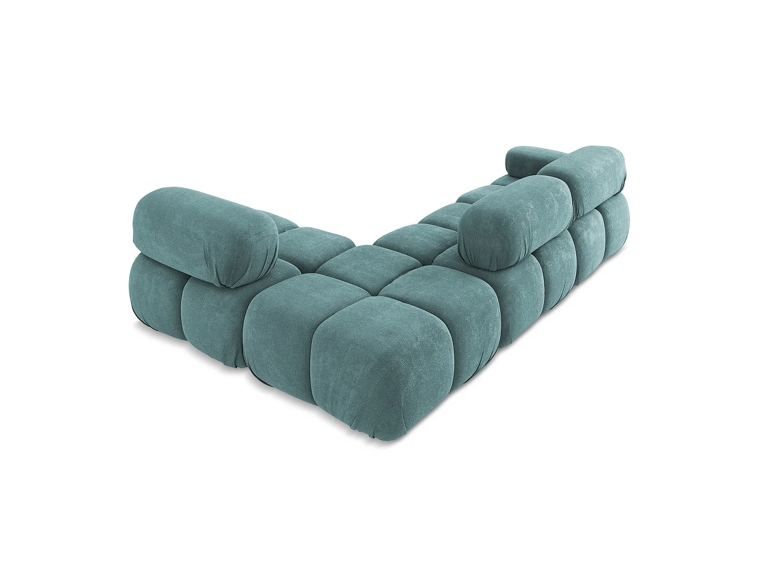 Canapé d'angle 3 places modulaire droit en tissu chenille - jeans - SANREMO