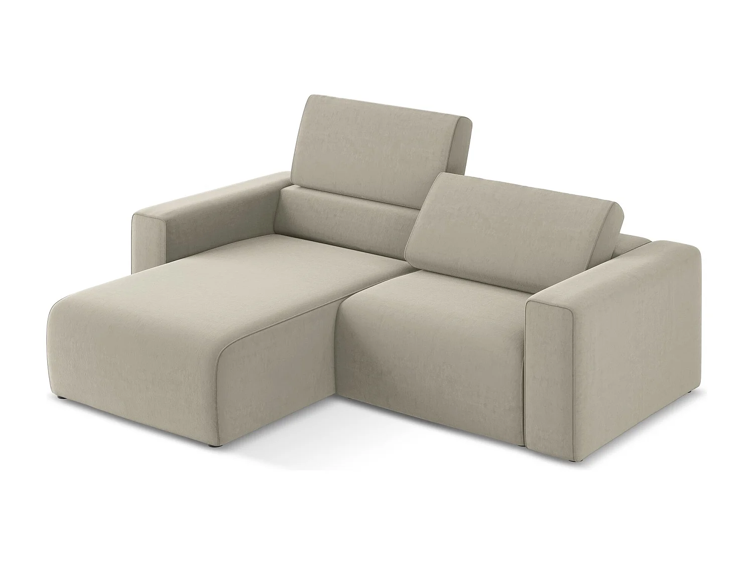 3-Sitzer Modulares Ecksofa - Ecke Links - Samt - Perle - KALEA