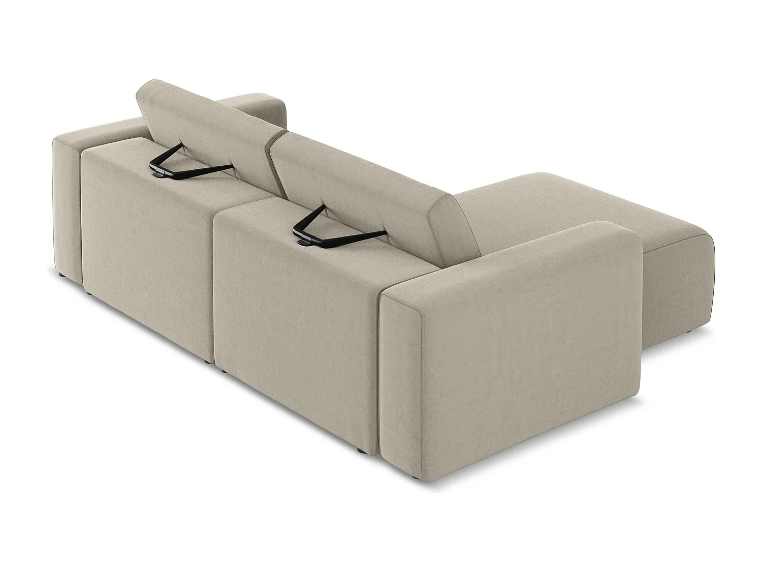 3-Sitzer Modulares Ecksofa - Ecke Links - Samt - Perle - KALEA