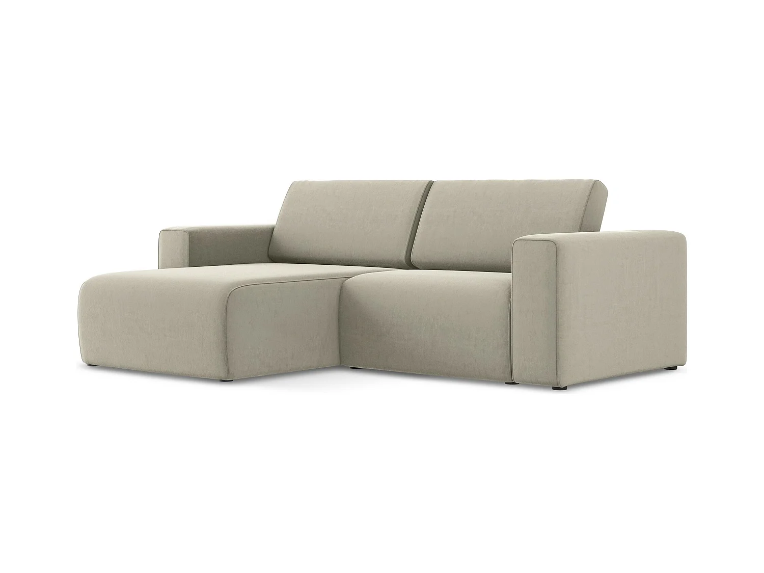 3-Sitzer Modulares Ecksofa - Ecke Links - Samt - Perle - KALEA