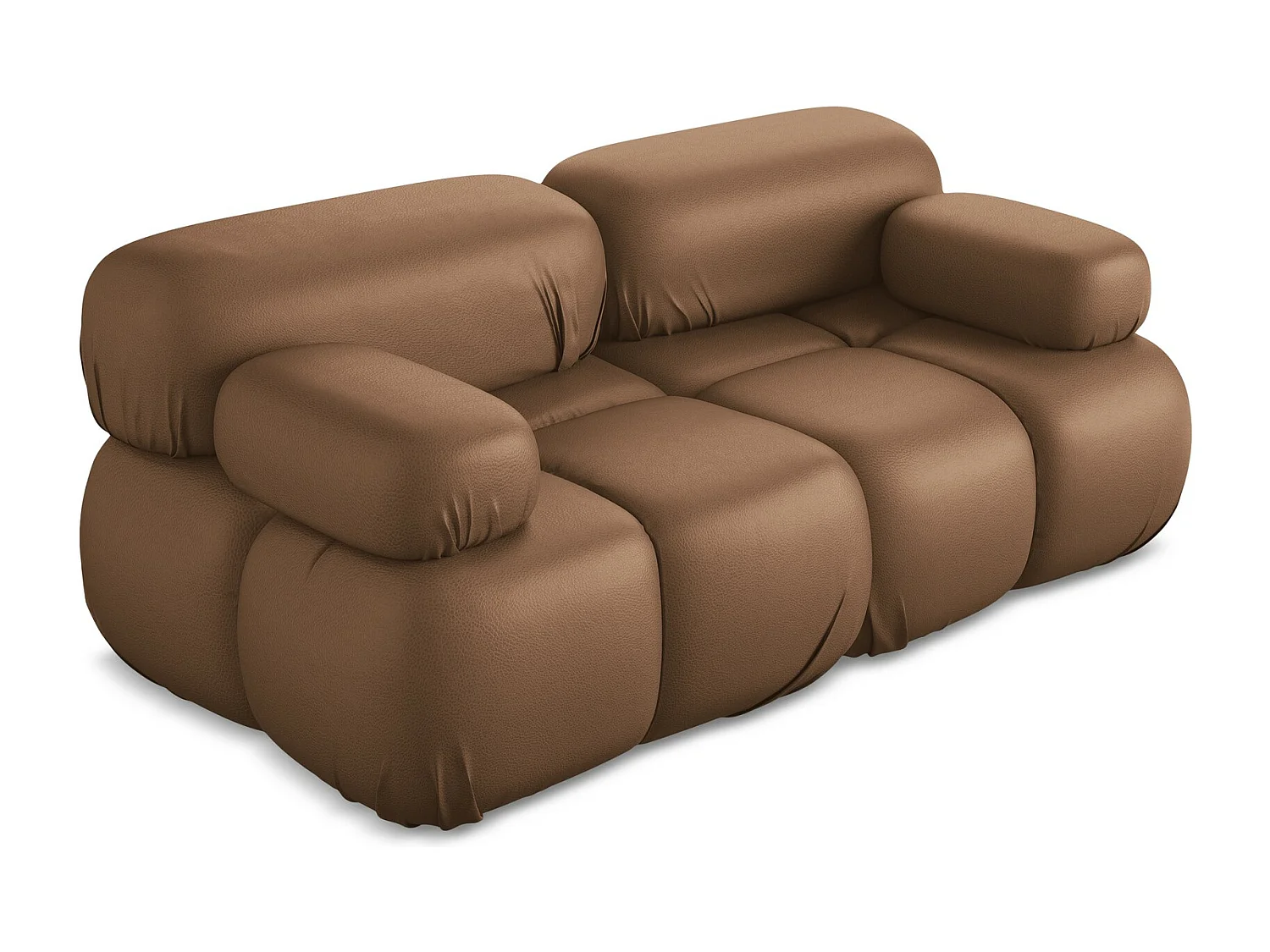Canapé modulable 2 places en Cuir artificiel - chocolat - LOKUA