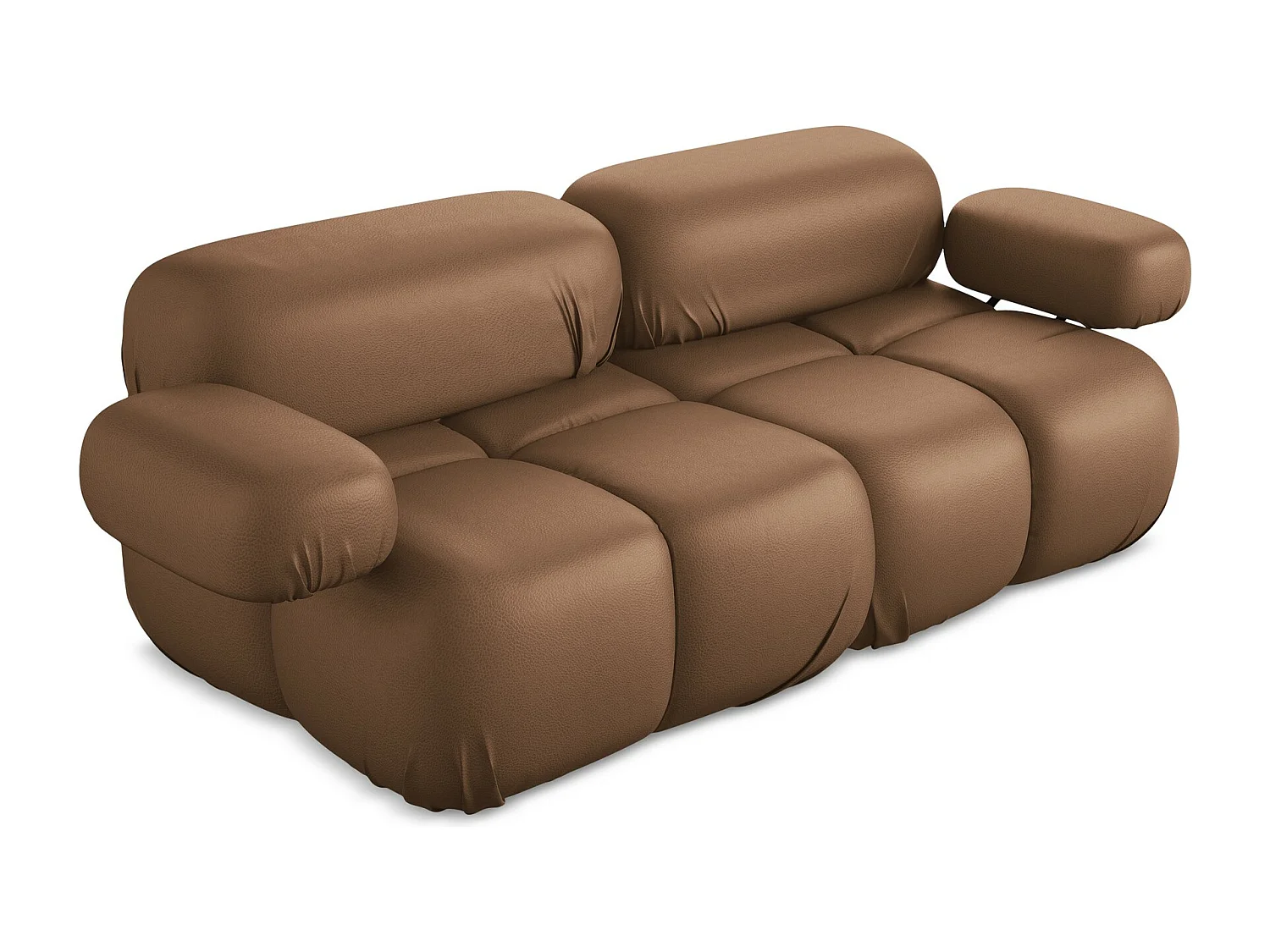 Canapé modulable 2 places en Cuir artificiel - chocolat - LOKUA