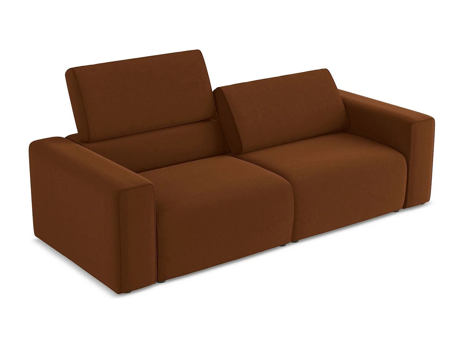 Driezits modulaire bank van terracotta velours - KALEA