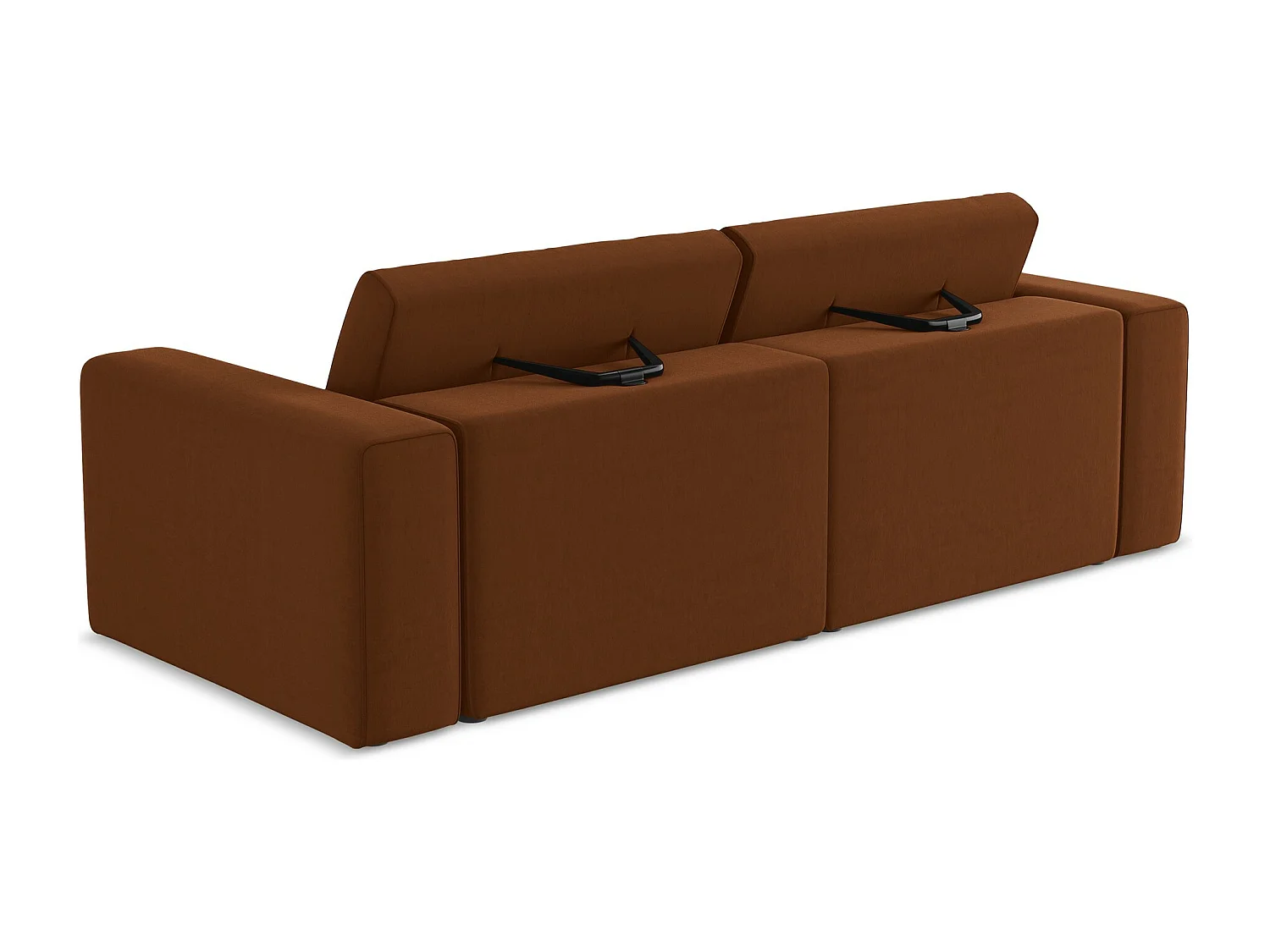 Driezits modulaire bank van terracotta velours - KALEA