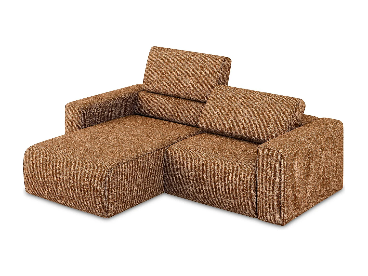 Canapé modulable d’angle S gauche en Strukturstoff - terre cuite - KALEA