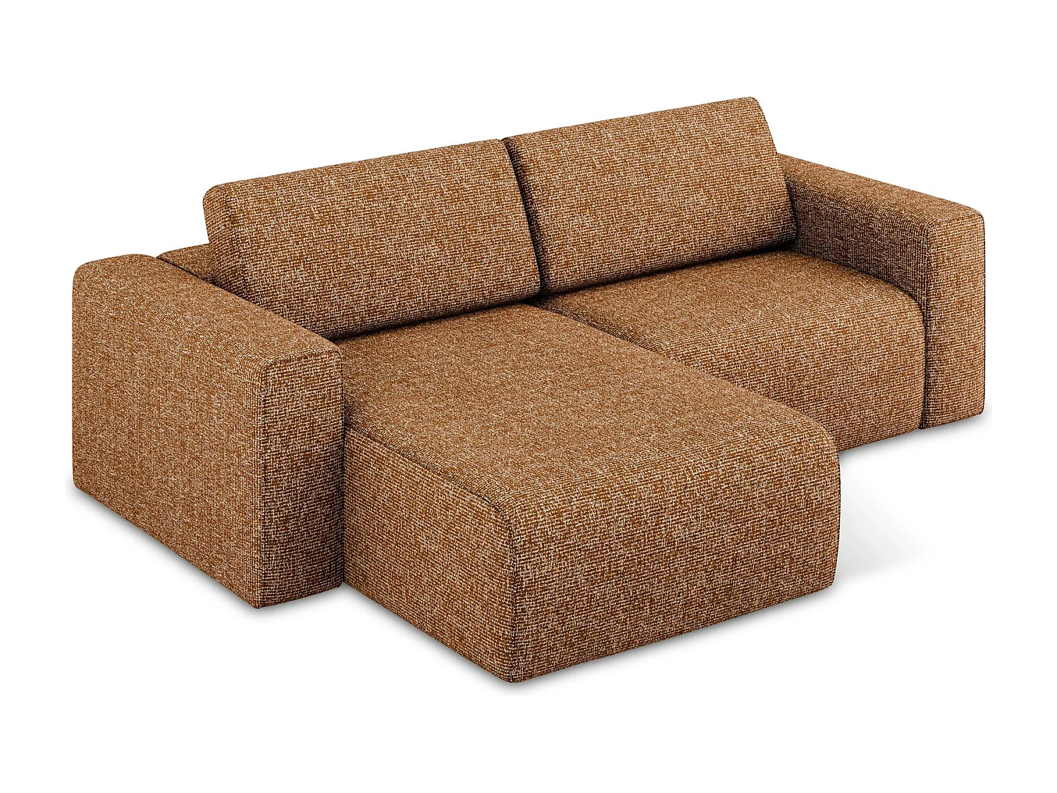 Canapé modulable d’angle S gauche en Strukturstoff - terre cuite - KALEA