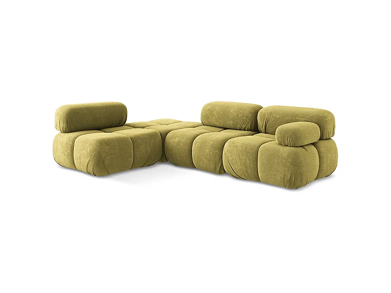 Canapé d'angle modulaire gauche en Chenille - vert citron - LOKUA