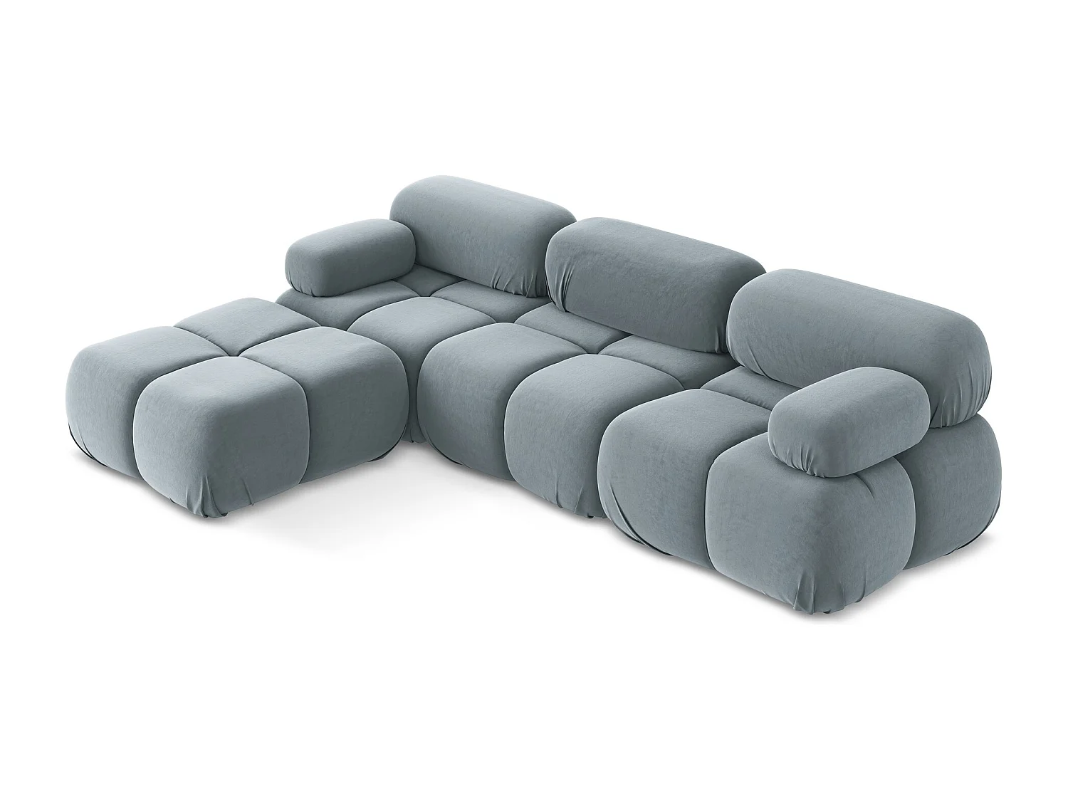 Modulares Ecksofa Beidseitig - Reversibel - Samt - Hellblau - LOKUA
