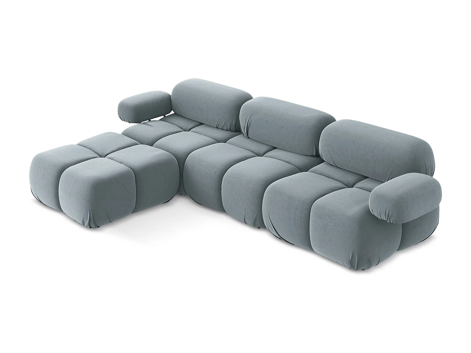 Modulares Ecksofa Beidseitig - Reversibel - Samt - Hellblau - LOKUA