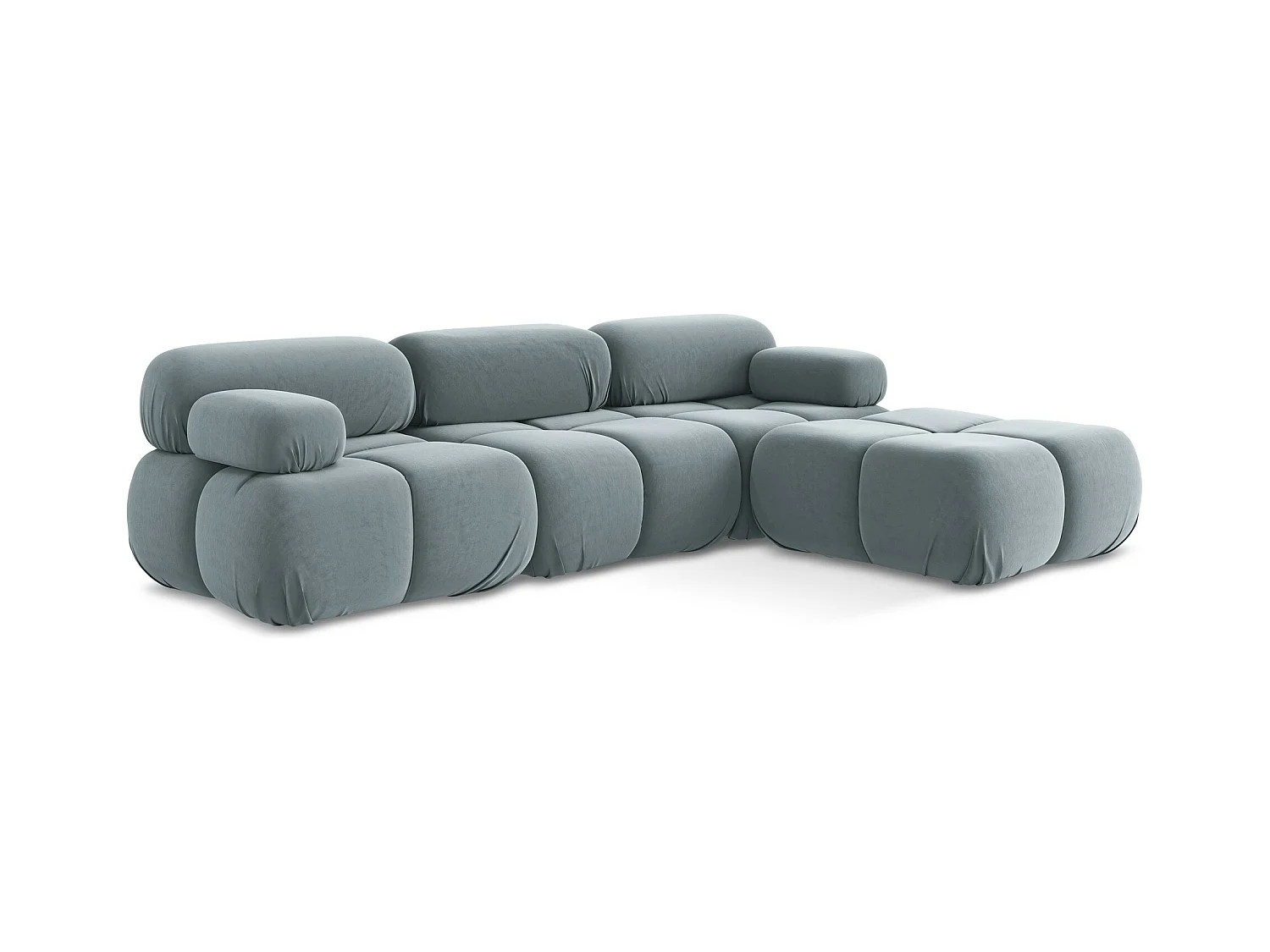 Modulares Ecksofa Beidseitig - Reversibel - Samt - Hellblau - LOKUA