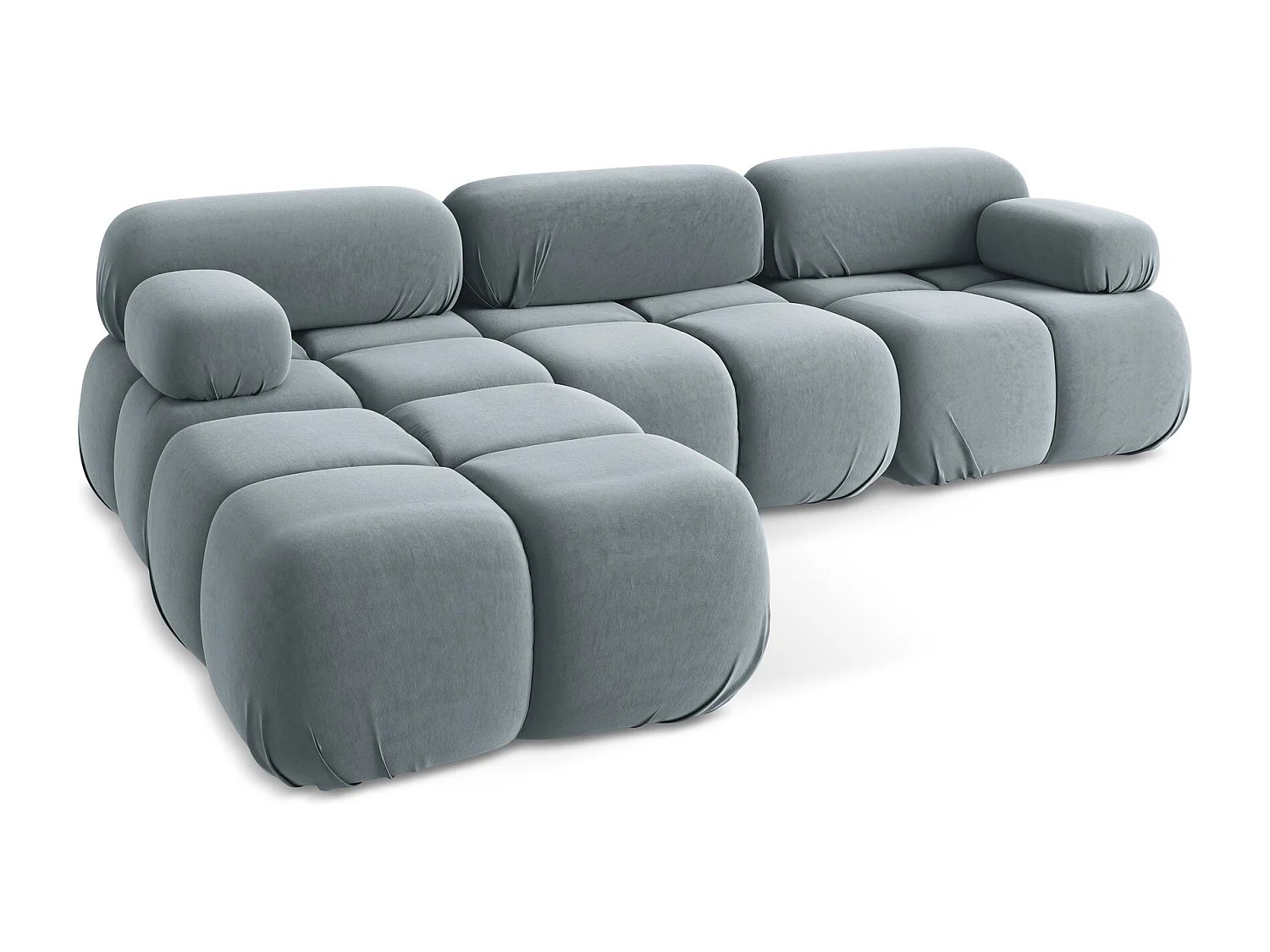 Modulares Ecksofa Beidseitig - Reversibel - Samt - Hellblau - LOKUA
