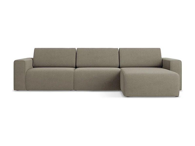 Modulaire hoekbank M rechts van donkerbeige textuurstof - KALEA