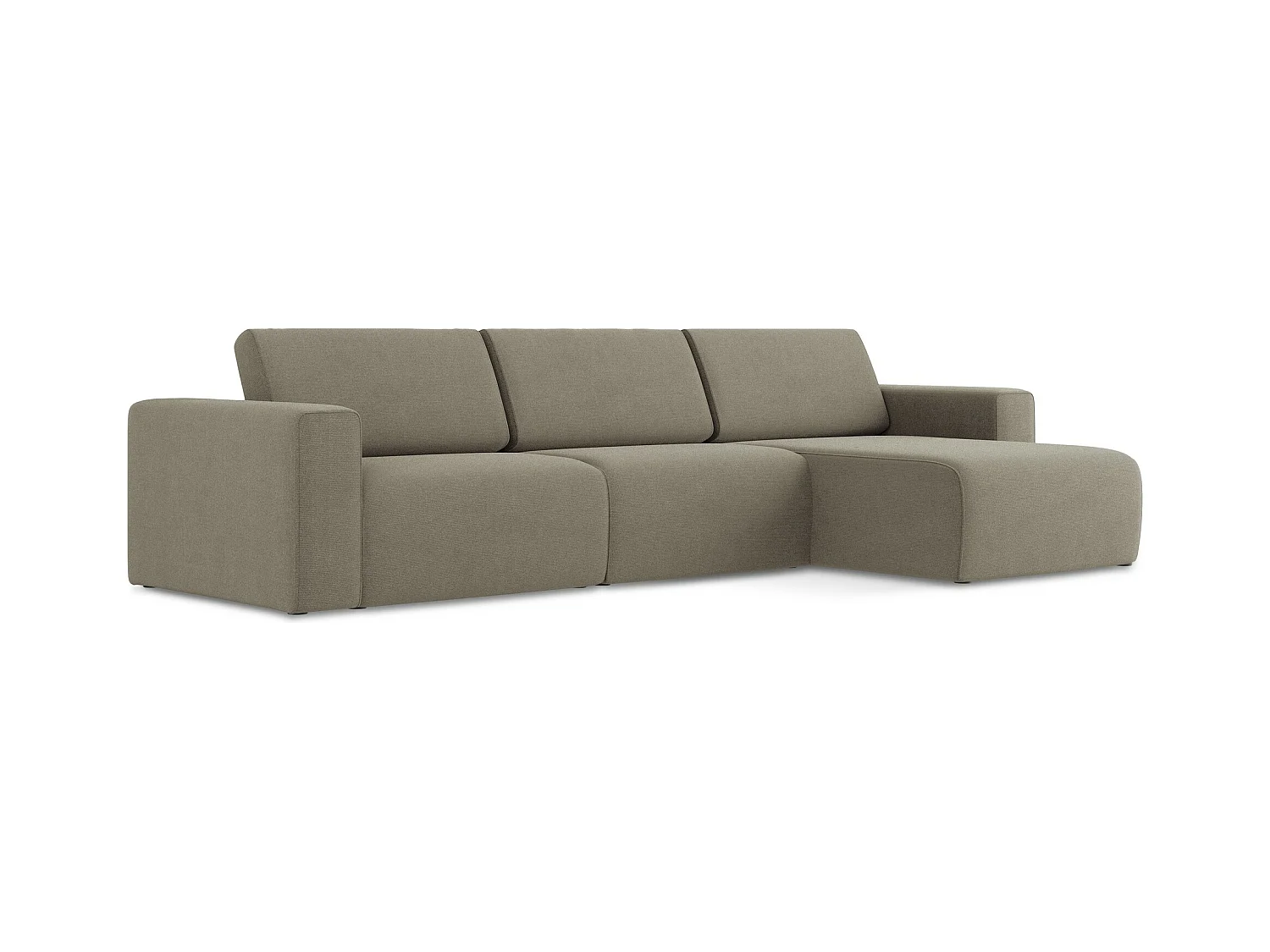 Modulares Ecks Sofa M rechts - Rechts - Strukturstoff - Dunkelbeige - KALEA