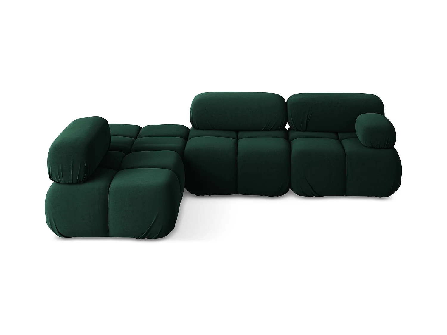 Modulaire hoekbank links van flessengroen velours - LOKUA