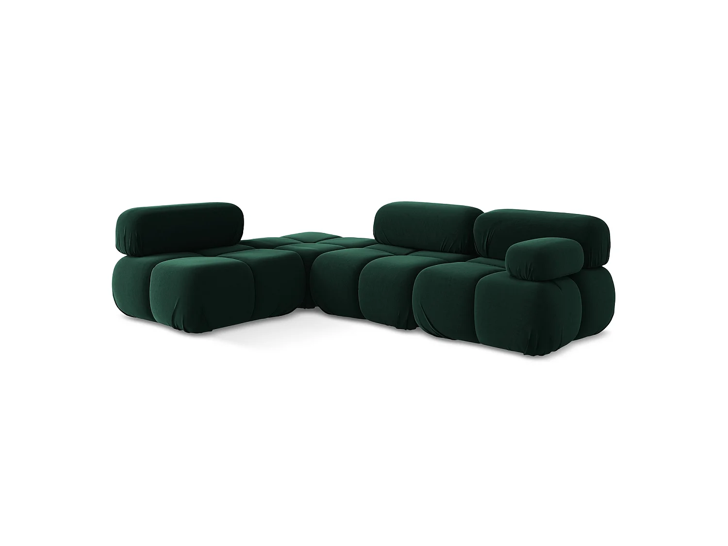 3-Sitzer Modulares Ecksofa - Ecke Links - Samt - Flaschengrün - SANREMO
