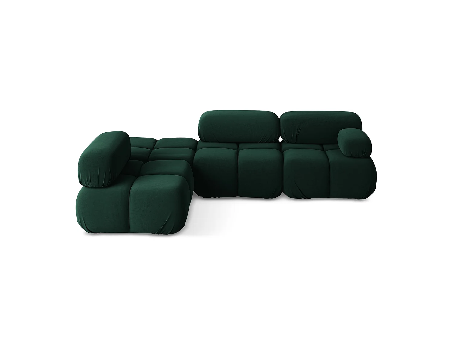 3-Sitzer Modulares Ecksofa - Ecke Links - Samt - Flaschengrün - SANREMO