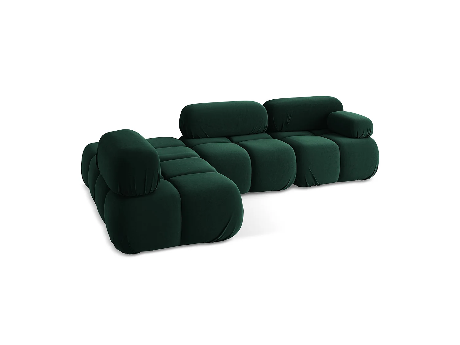 3-Sitzer Modulares Ecksofa - Ecke Links - Samt - Flaschengrün - SANREMO