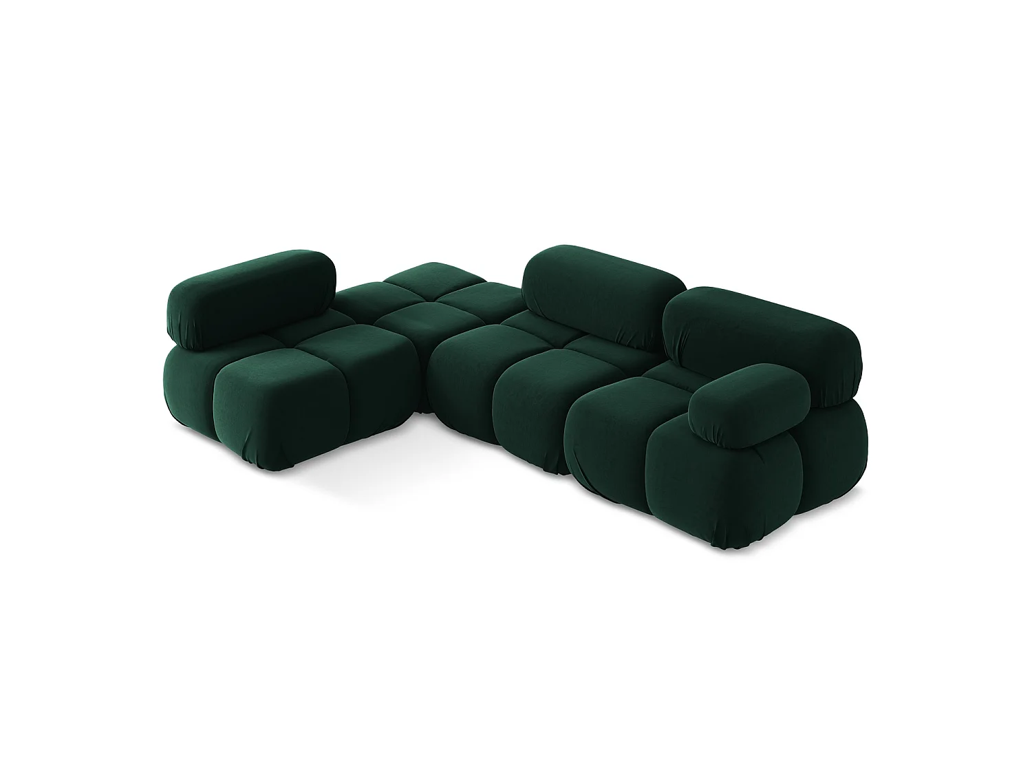 3-Sitzer Modulares Ecksofa - Ecke Links - Samt - Flaschengrün - SANREMO