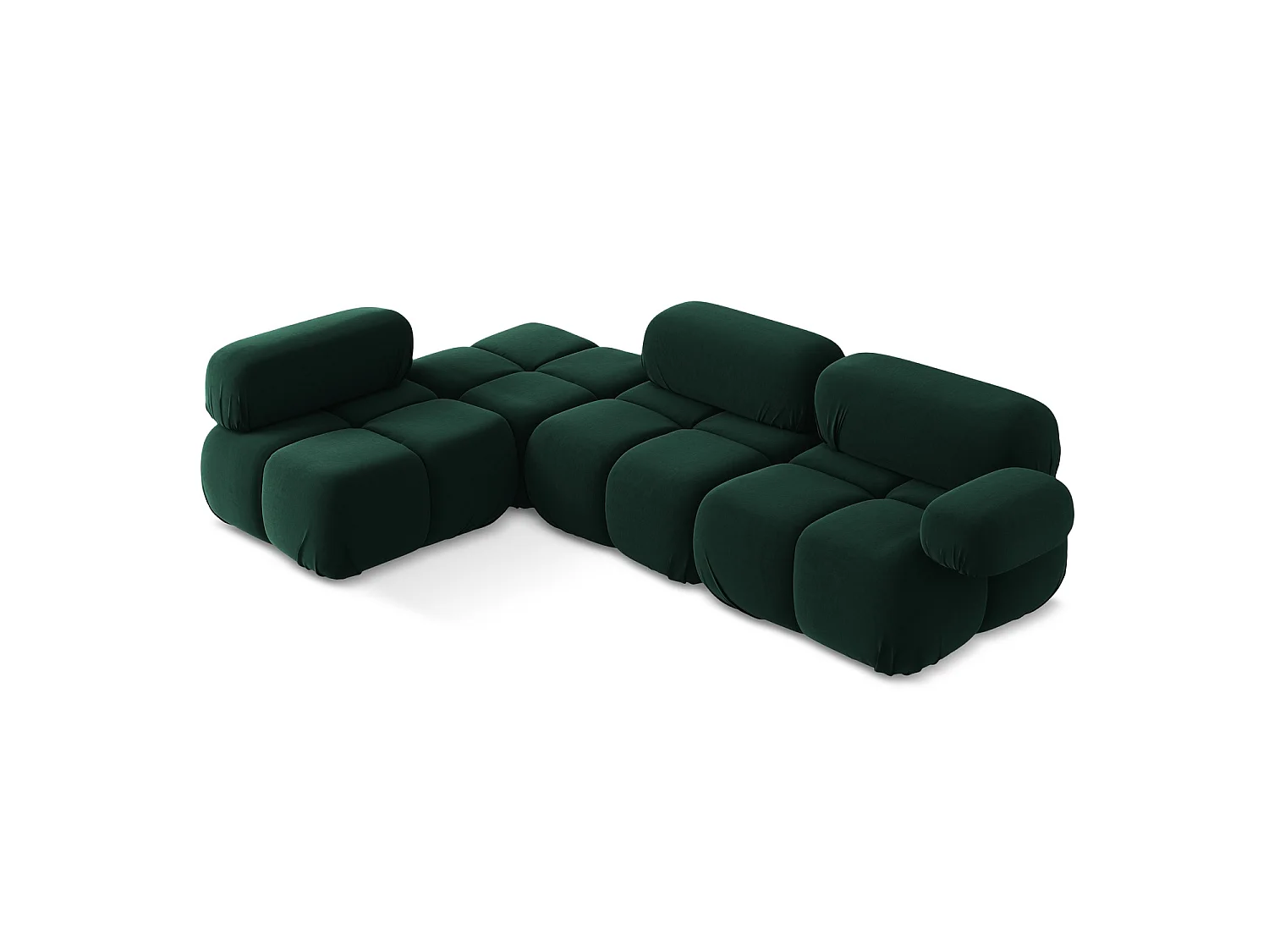 3-Sitzer Modulares Ecksofa - Ecke Links - Samt - Flaschengrün - SANREMO
