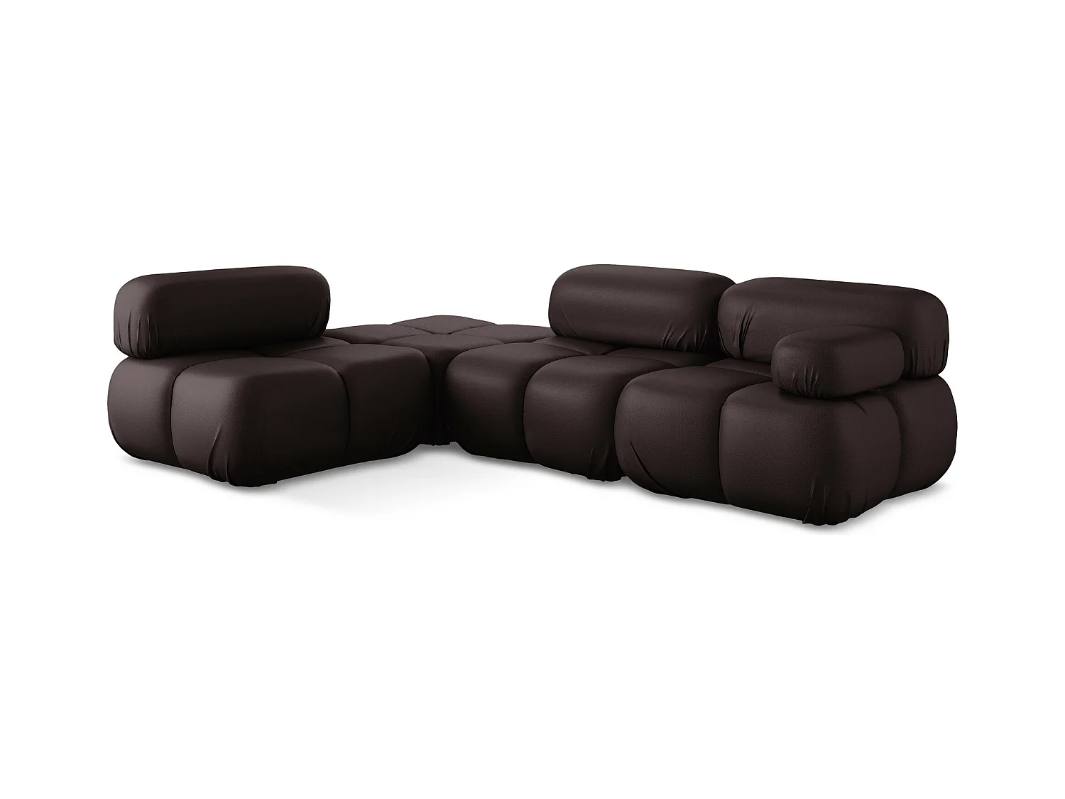 Canapé d'angle modulaire gauche en Cuir artificiel - prune - LOKUA