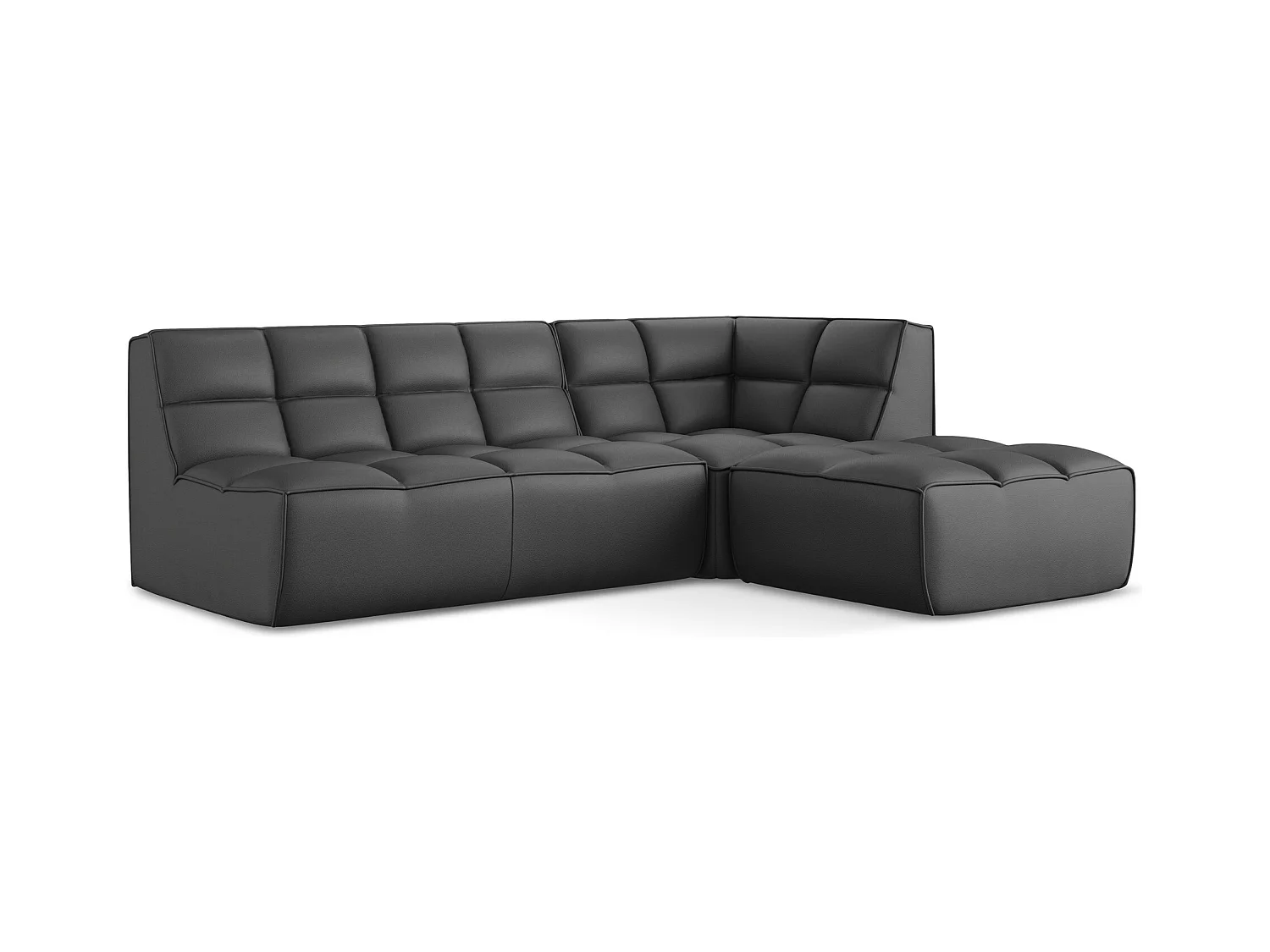 Canapé d'angle modulaire M reversible en Cuir artificiel - gris - KALAI