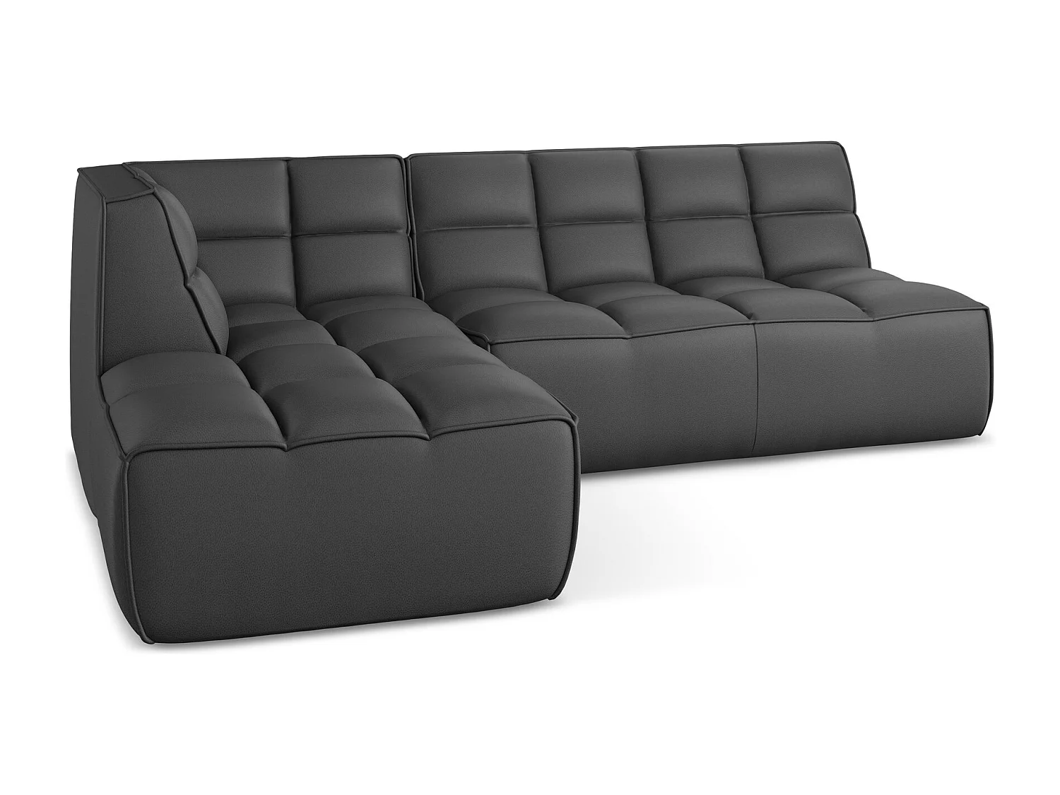 Sofá modular 3 plazas reversible de piel sintética gris - KALAI