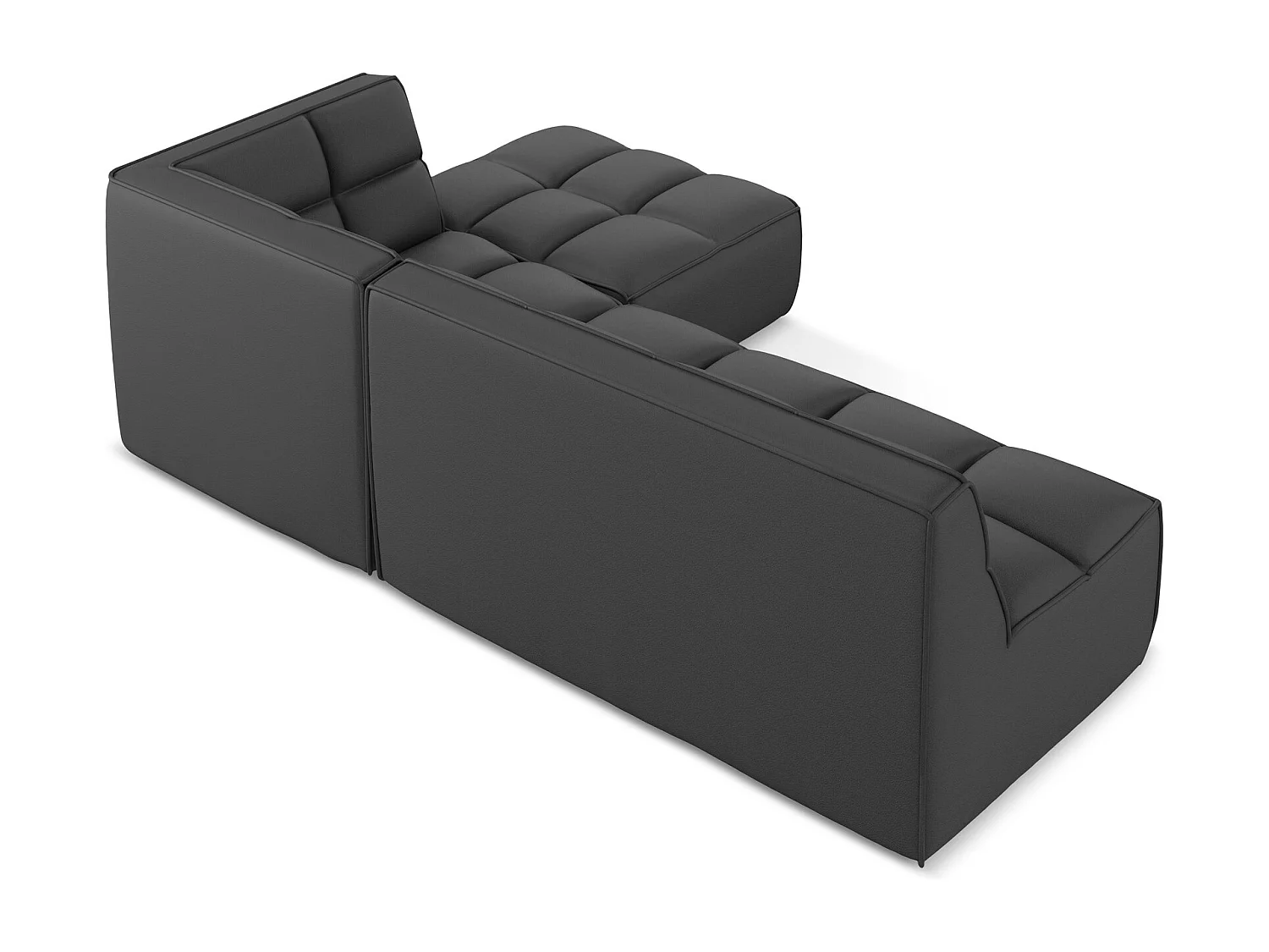 Sofá modular 3 plazas reversible de piel sintética gris - KALAI