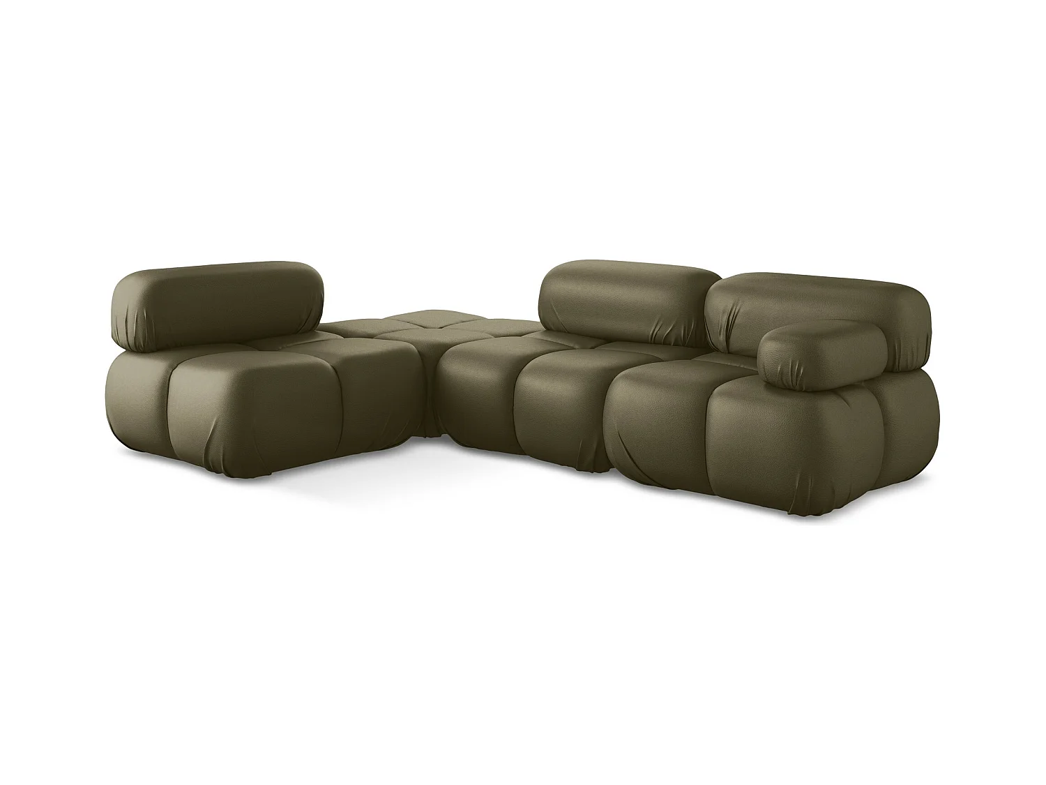 Canapé d'angle modulaire gauche en Cuir artificiel - olive - LOKUA