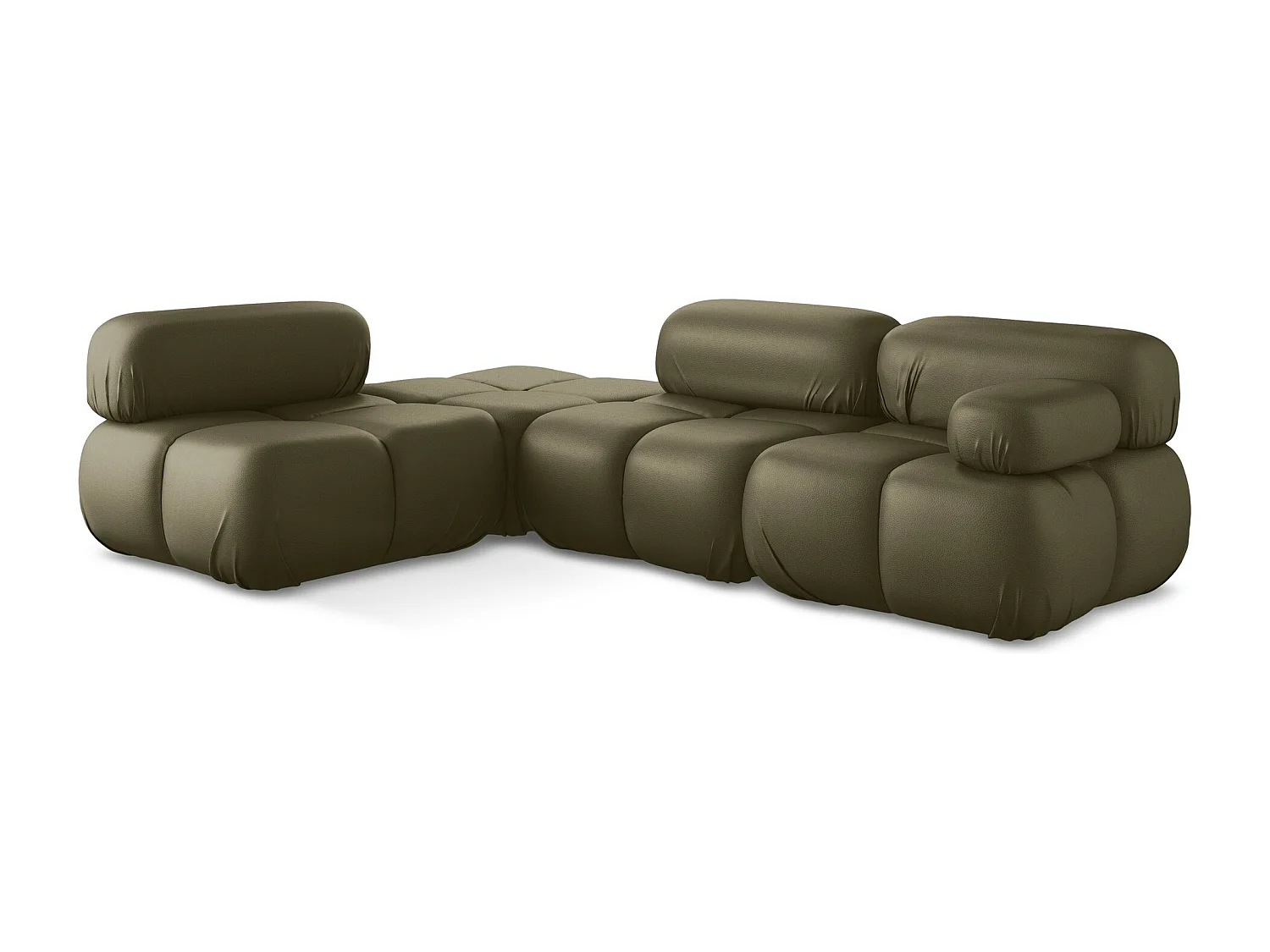 Canapé d'angle modulaire gauche en Cuir artificiel - olive - LOKUA