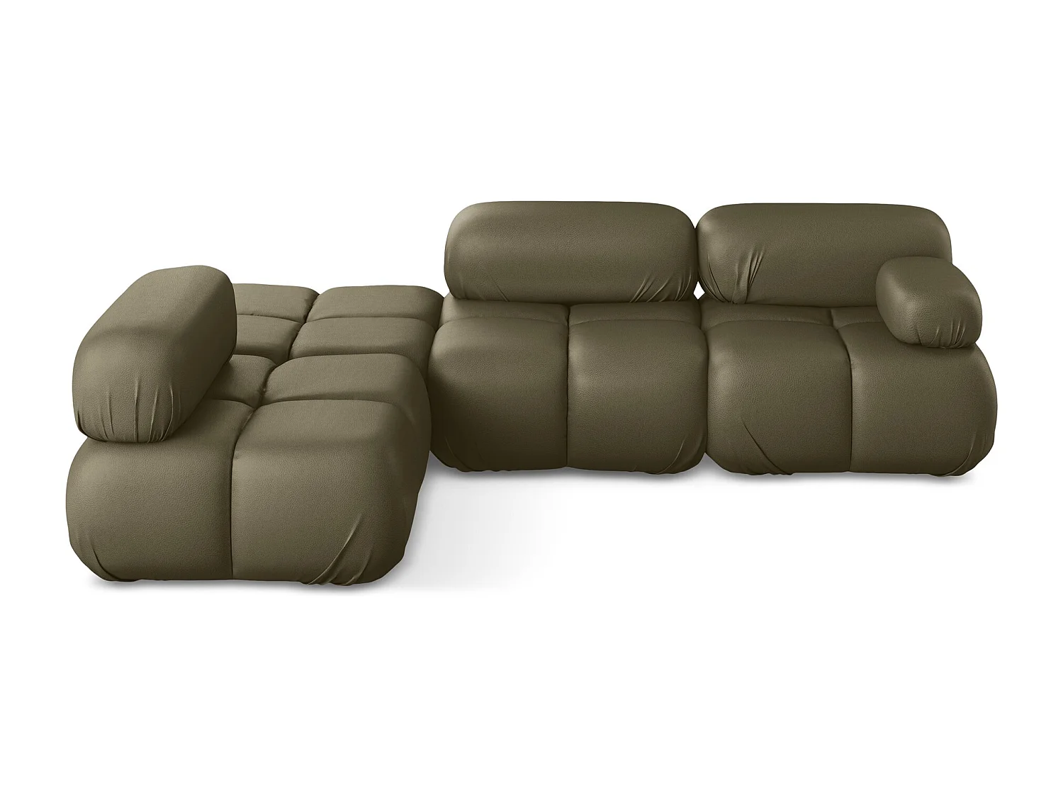 Canapé d'angle modulaire gauche en Cuir artificiel - olive - LOKUA