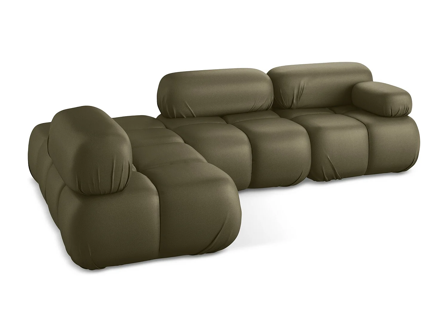 Canapé d'angle modulaire gauche en Cuir artificiel - olive - LOKUA