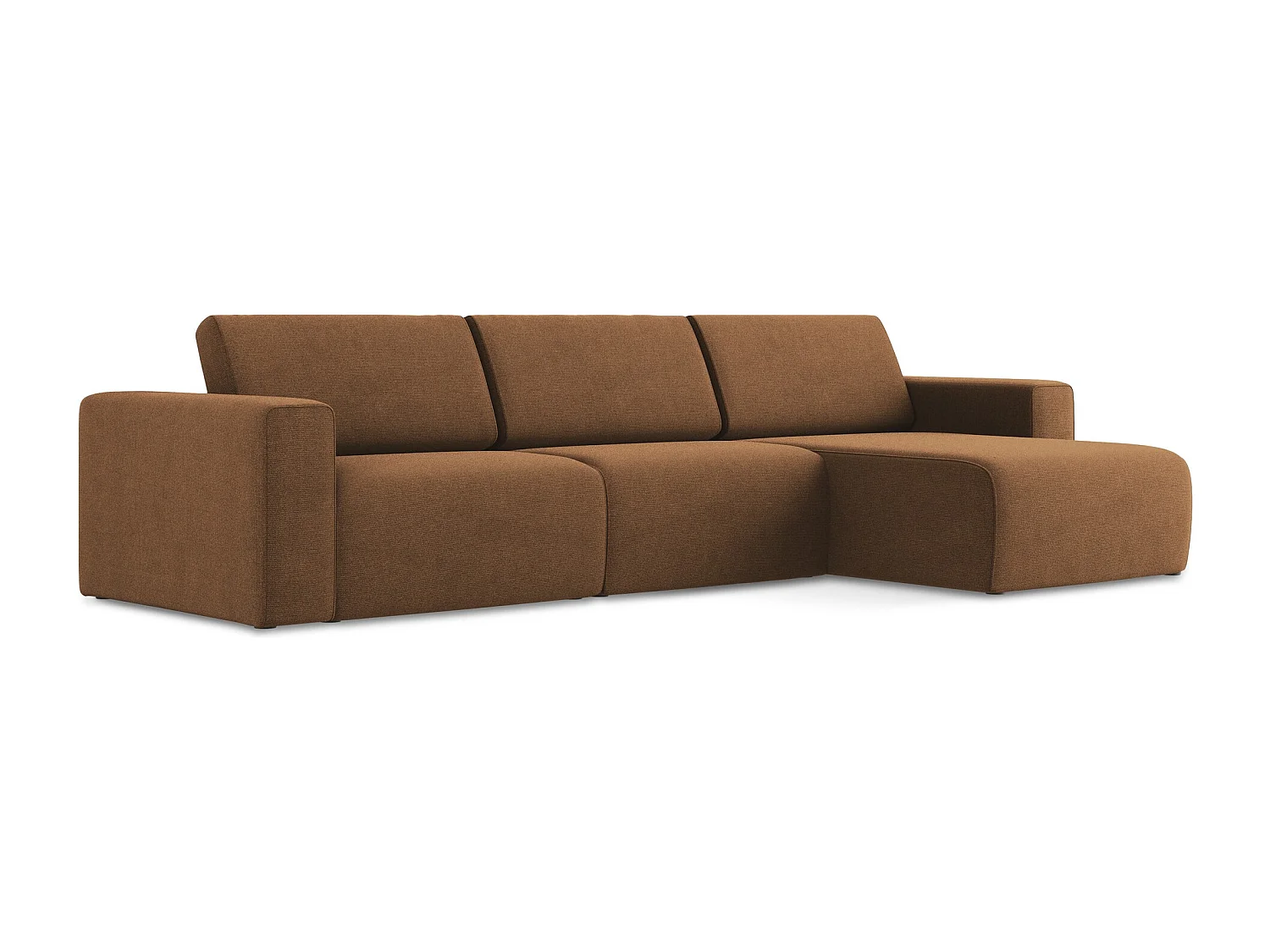 Modulaire hoekbank M rechts van terracotta textuurstof - KALEA