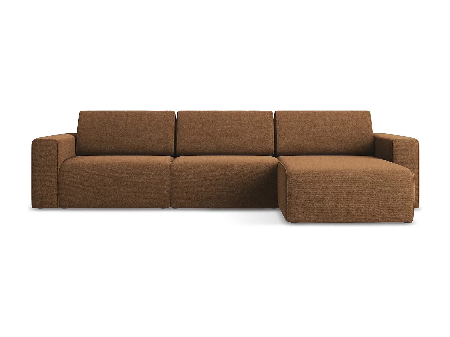 Canapé modulable d’angle M droit - en Strukturstoff - terre cuite - KALEA