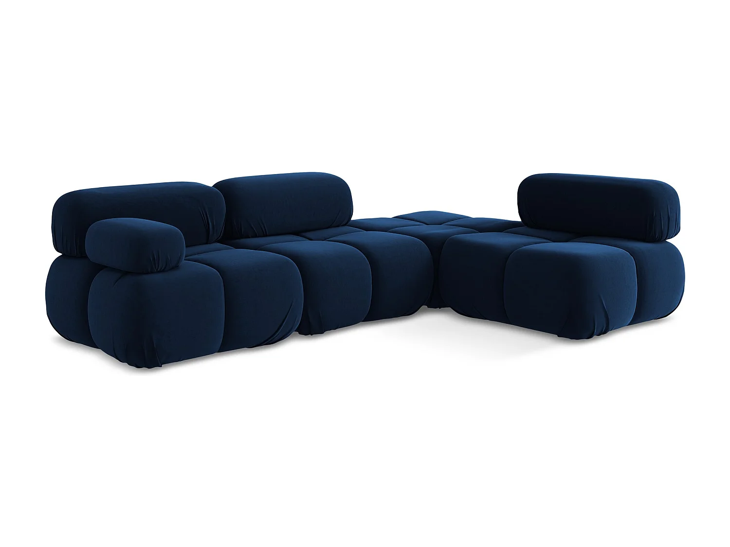 3-Sitzer Modulares Ecksofa - Ecke Rechts - Samt - Königsblau - LOKUA