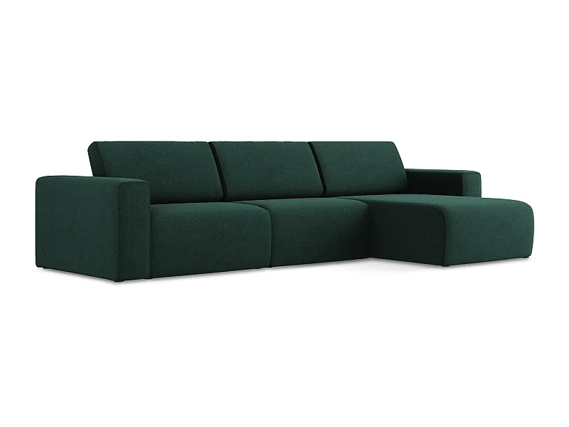Modulares Ecks Sofa M rechts - Rechts - Strukturstoff - Flaschengrün - KALEA
