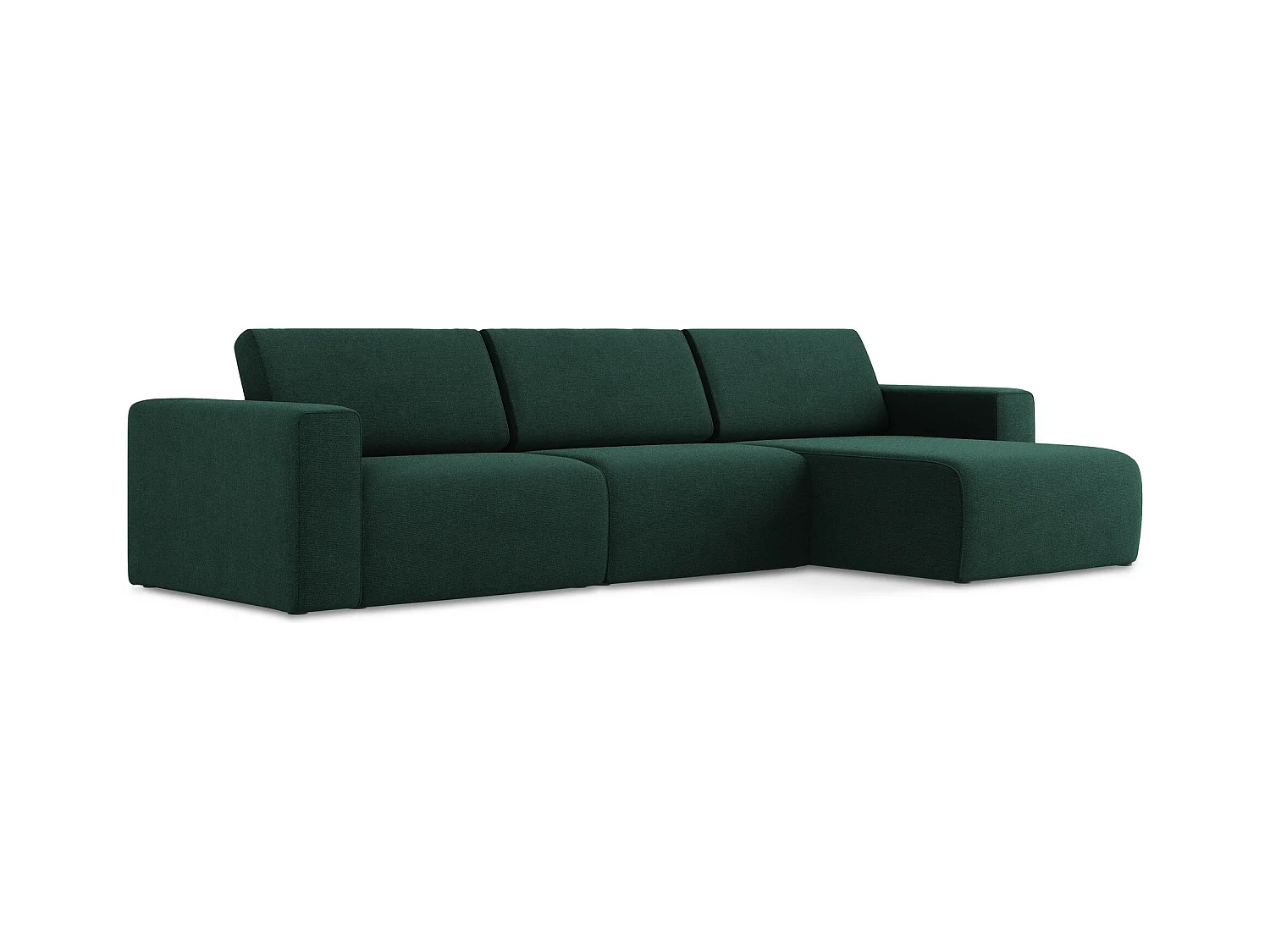 Modulares Ecks Sofa M rechts - Rechts - Strukturstoff - Flaschengrün - KALEA