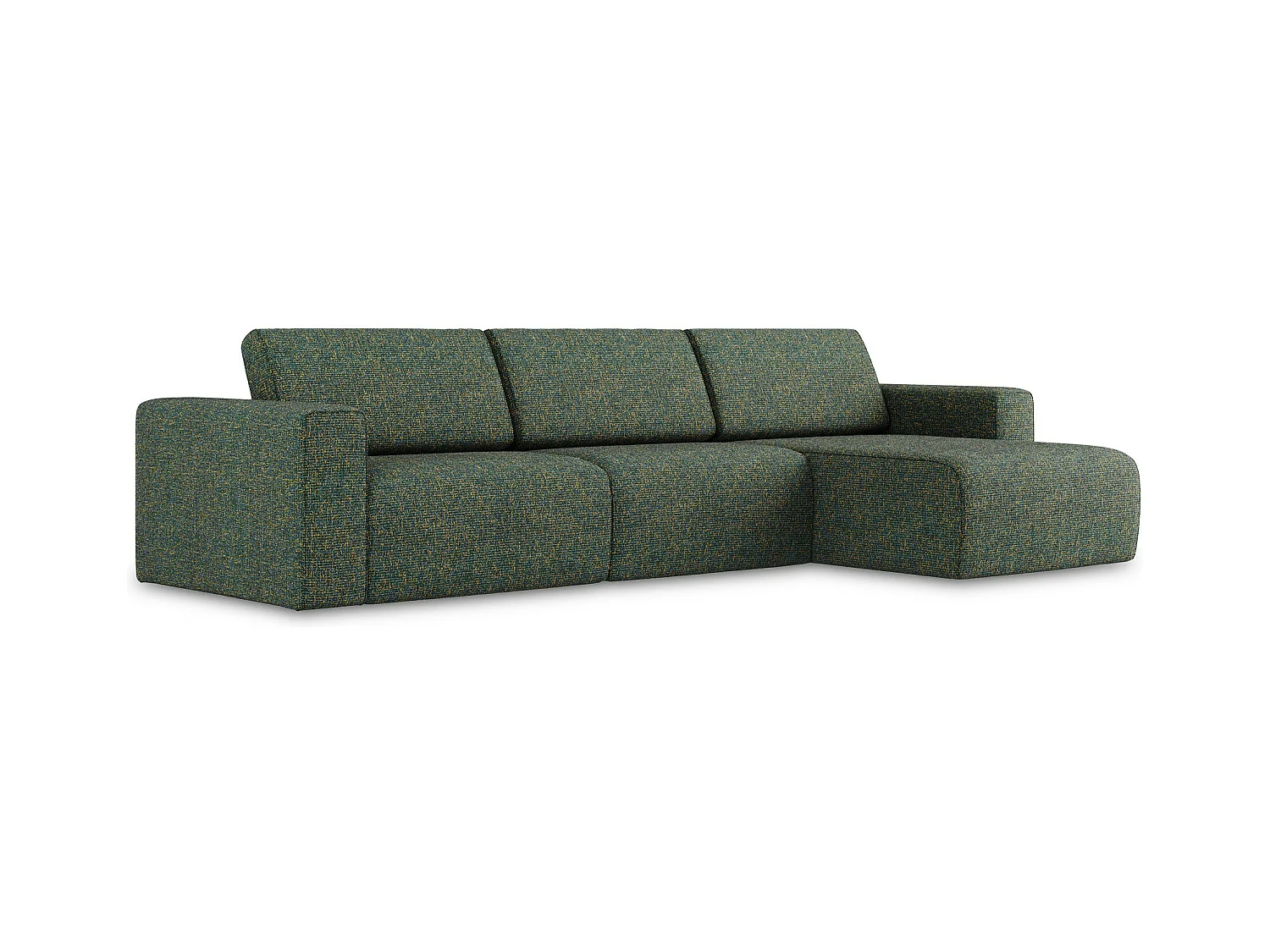 Canapé modulable d’angle M droit en Strukturstoff - vert - KALEA