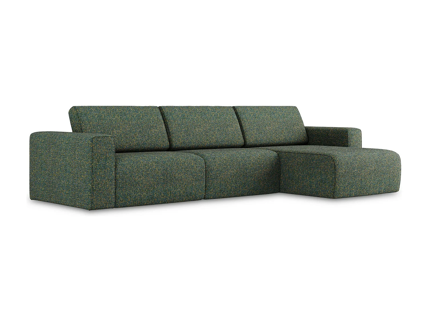 Canapé modulable d’angle M droit en Strukturstoff - vert - KALEA