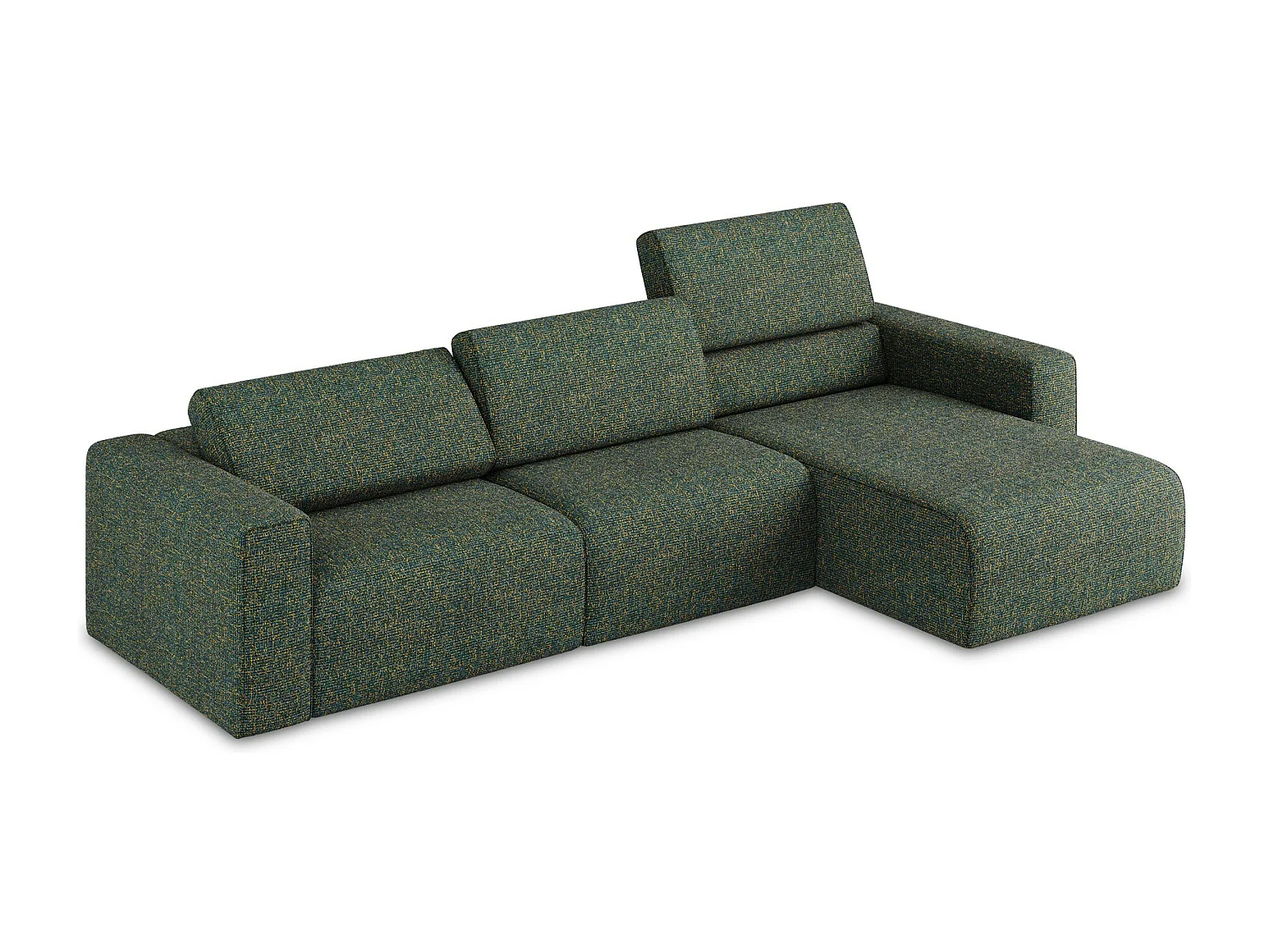 Canapé modulable d’angle M droit en Strukturstoff - vert - KALEA