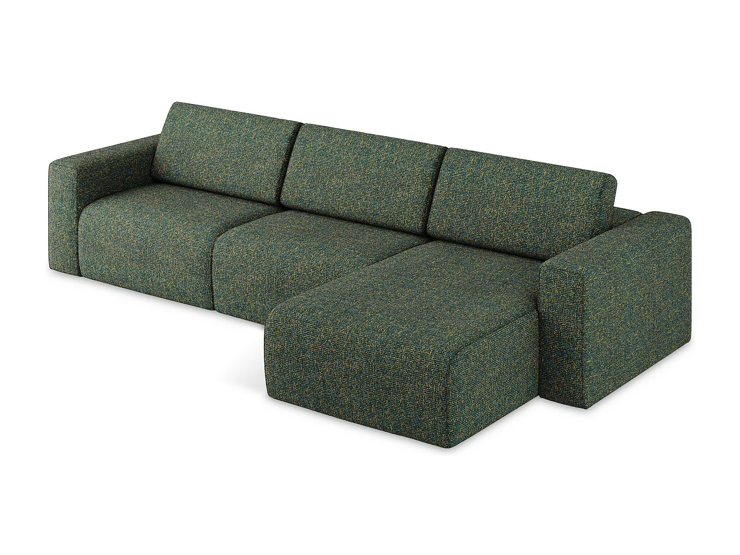 Canapé modulable d’angle M droit en Strukturstoff - vert - KALEA