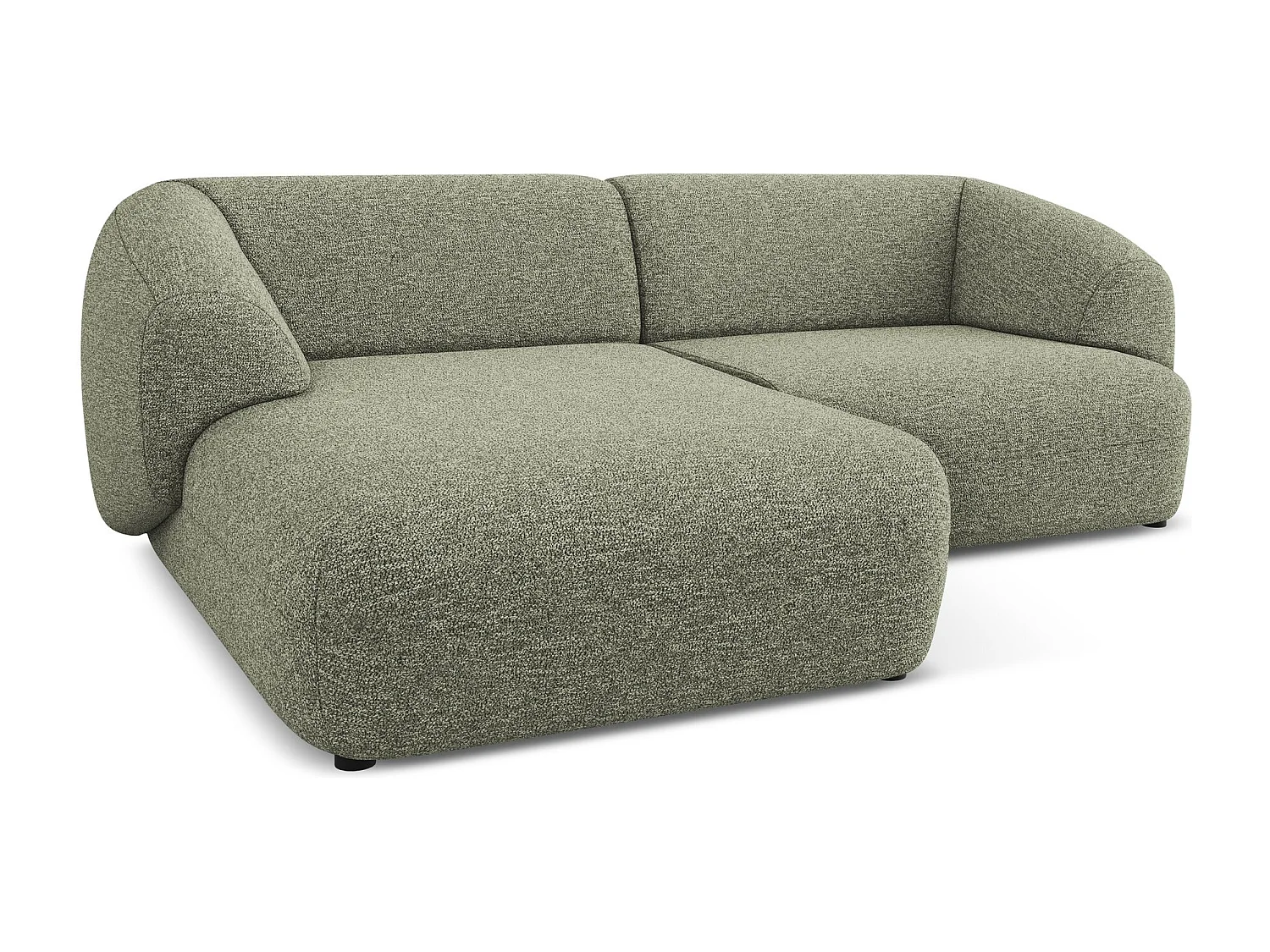 Canapé d'angle 2,5 places modulaire gauche en Strukturstoff - olive - MOANA