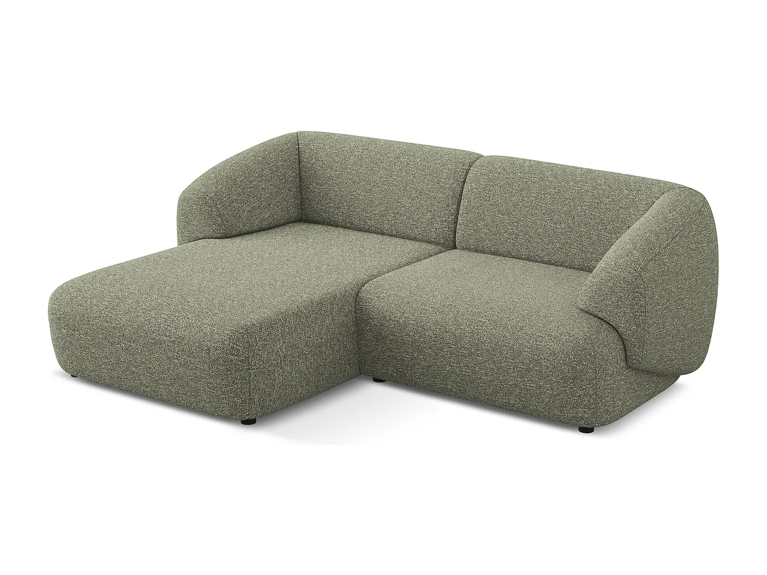 Canapé d'angle 2,5 places modulaire gauche en Strukturstoff - olive - MOANA