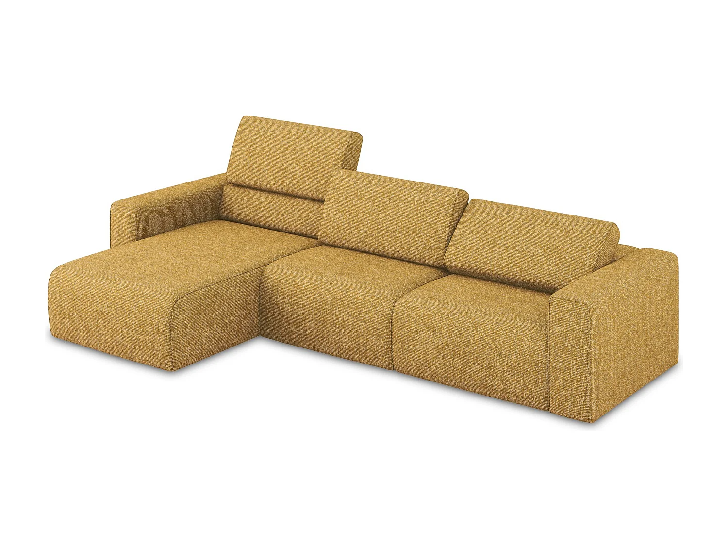 Canapé modulable d’angle M gauche en Strukturstoff - moutarde - KALEA