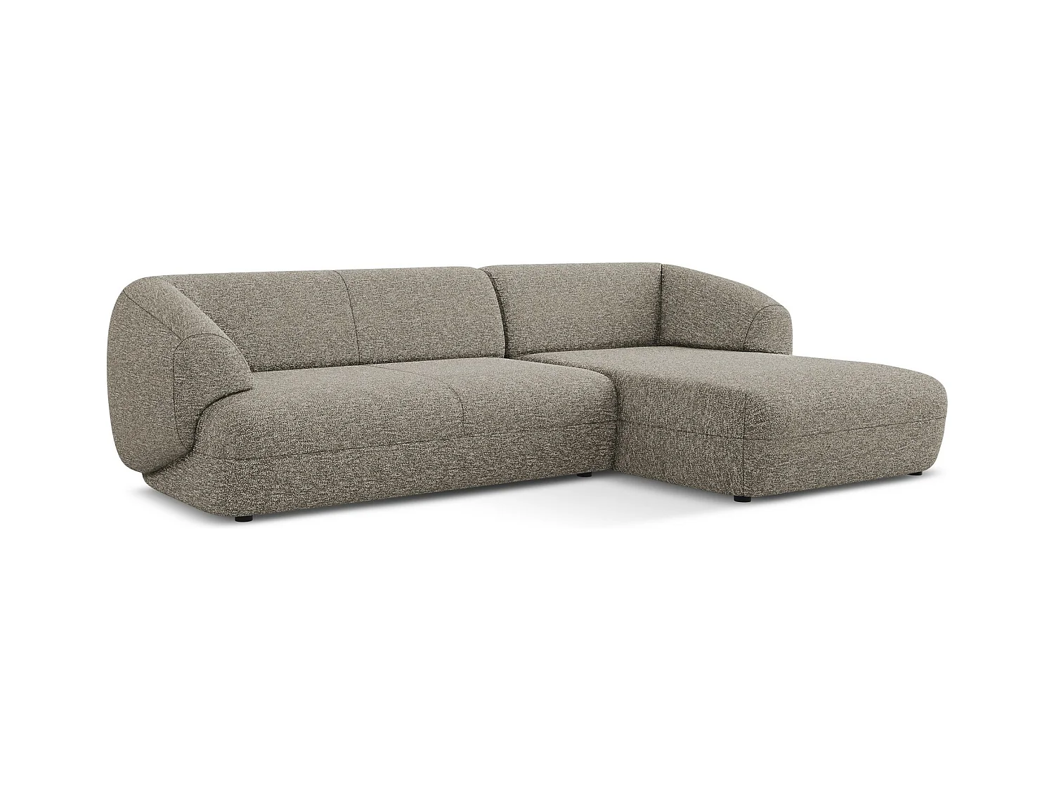 Canapé d'angle 3 places modulaire droit en Strukturstoff - beige gris - MOANA