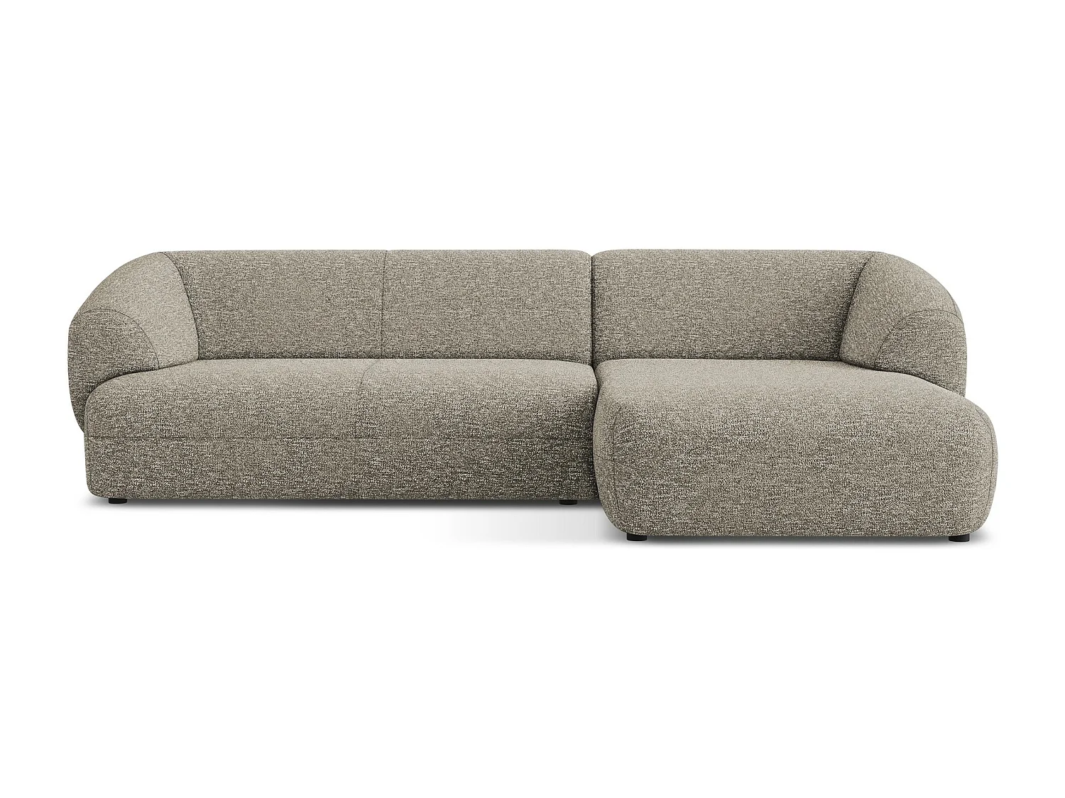 Canapé d'angle 3 places modulaire droit en Strukturstoff - beige gris - MOANA