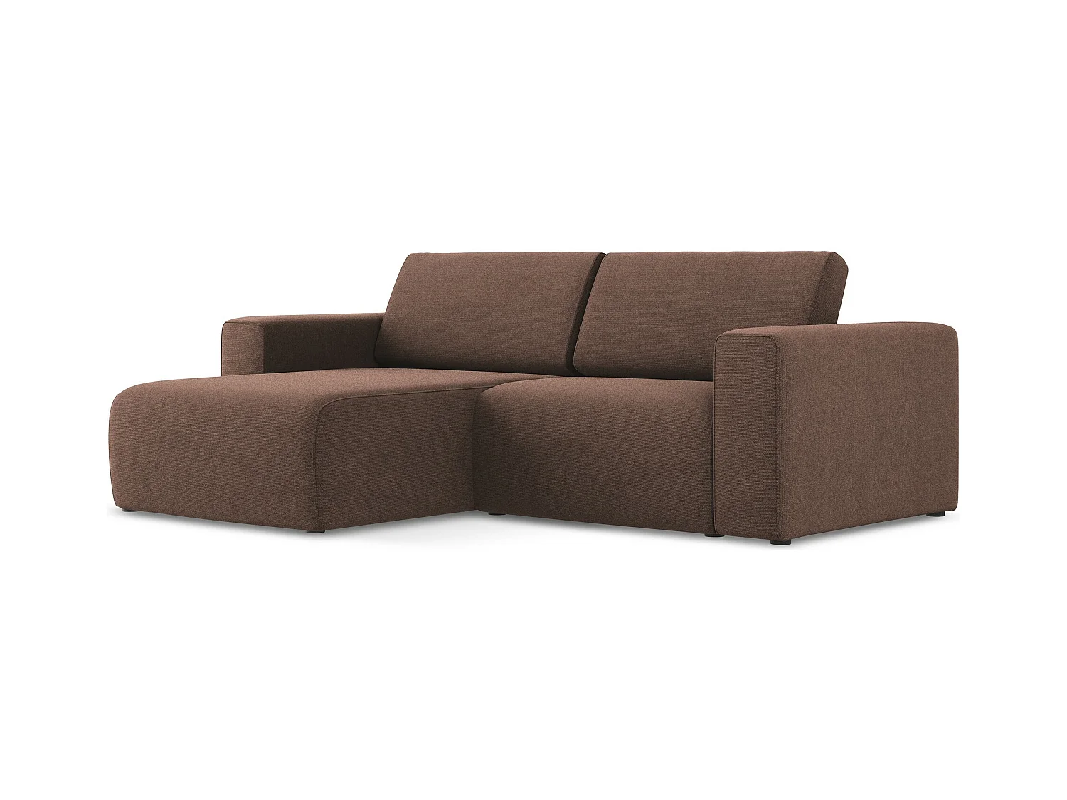 Canapé modulable d’angle S gauche en Strukturstoff - rose poudré - KALEA