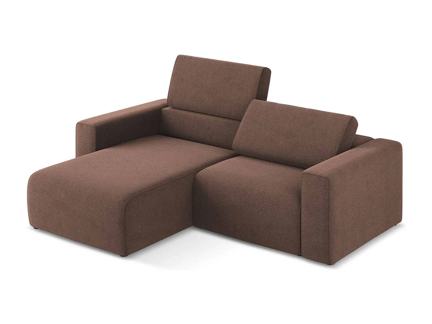 3-Sitzer Modulares Ecksofa - Ecke Links - Strukturstoff - Puderrosa - KALEA