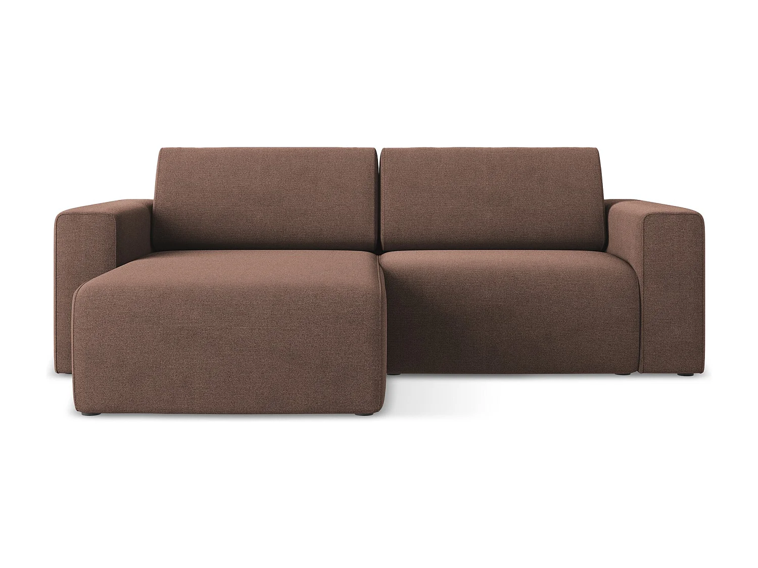 Canapé modulable d’angle S gauche en Strukturstoff - rose poudré - KALEA